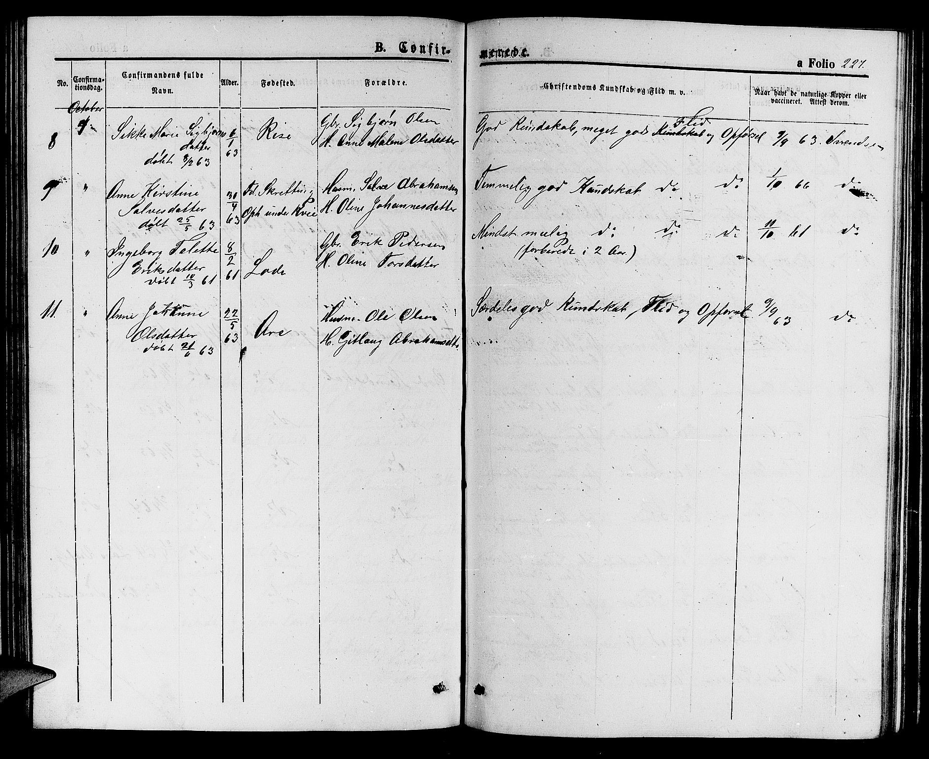 Hå sokneprestkontor, AV/SAST-A-101801/001/30BB/L0001: Parish register (copy) no. B 1, 1854-1883, p. 227