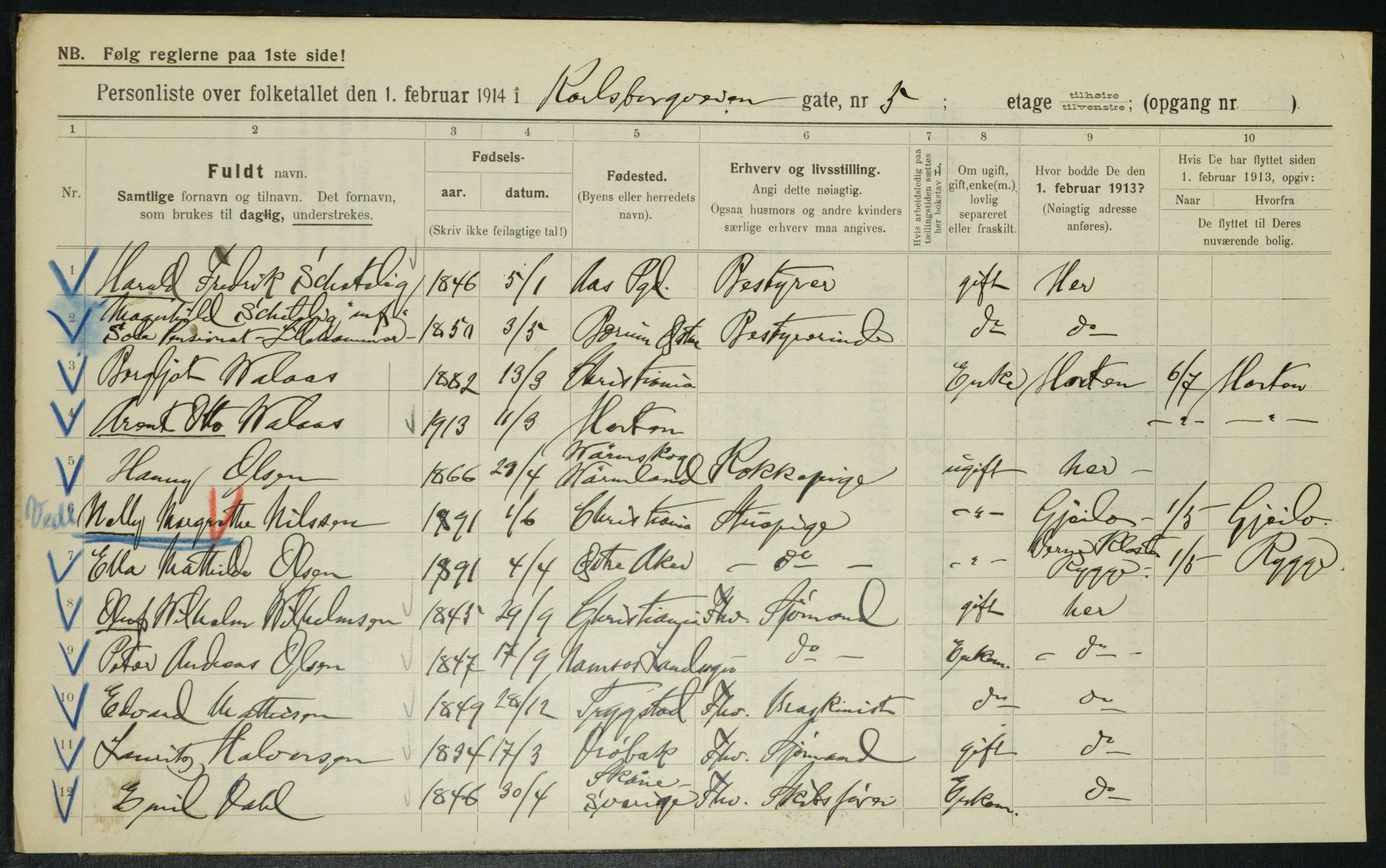 OBA, Municipal Census 1914 for Kristiania, 1914, p. 48910