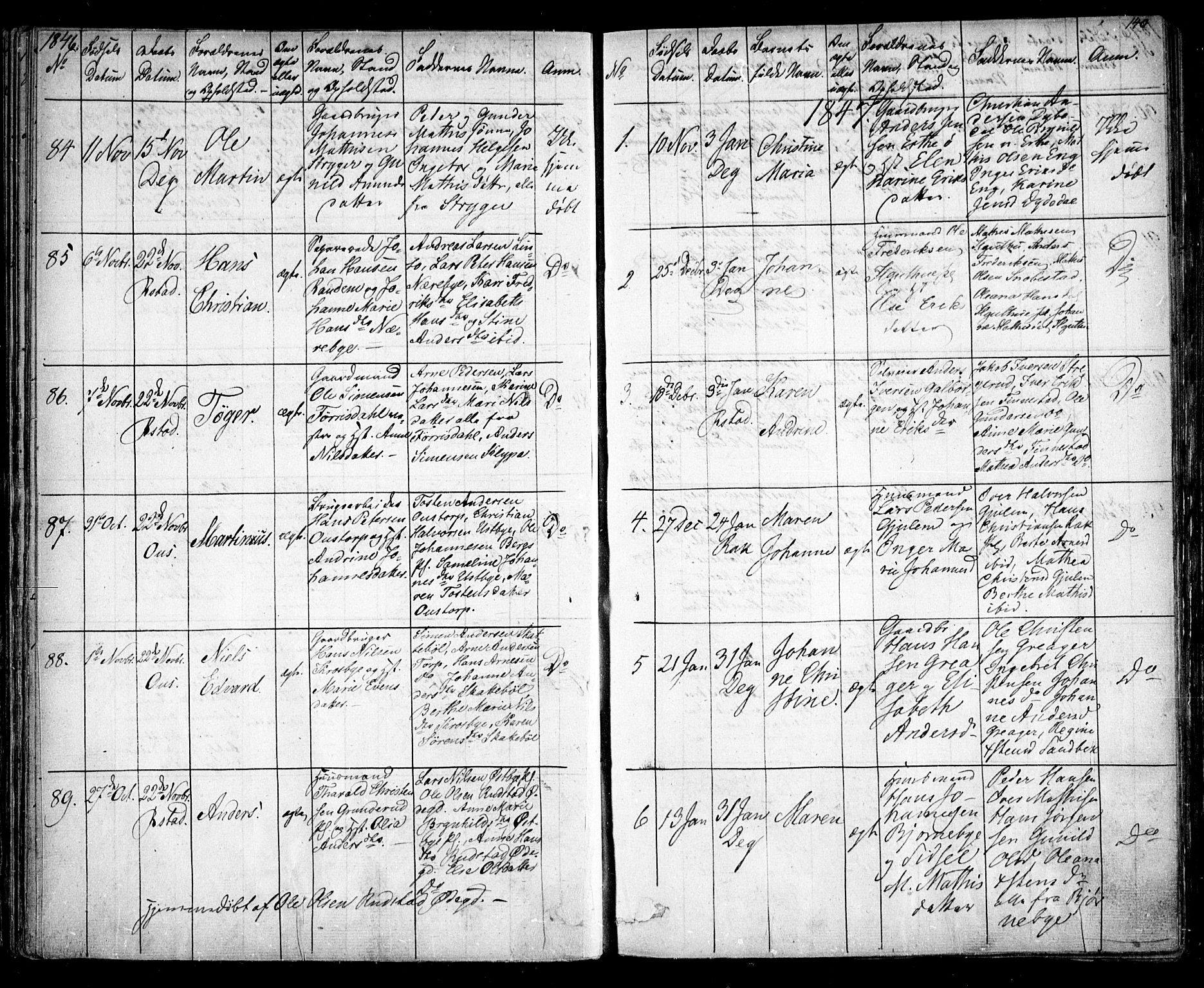 Rakkestad prestekontor Kirkebøker, SAO/A-2008/F/Fa/L0008: Parish register (official) no. I 8, 1842-1849, p. 139-140