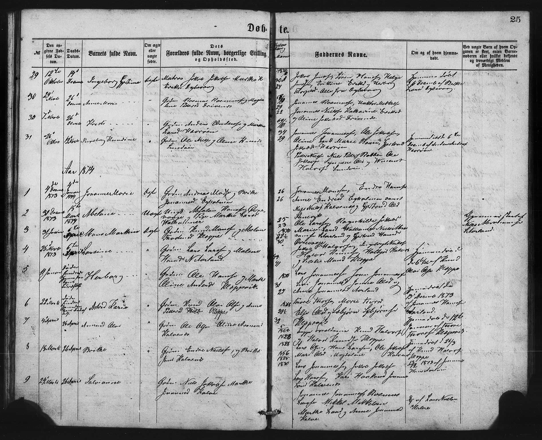 Austevoll Sokneprestembete, SAB/A-74201/H/Hab: Parish register (copy) no. B 2, 1865-1878, p. 25