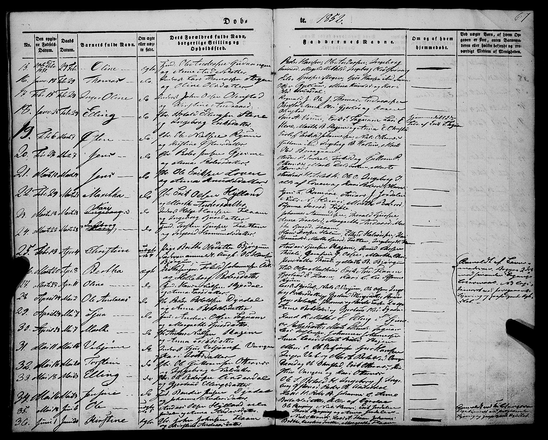 Aurland sokneprestembete, SAB/A-99937/H/Ha/Haa/L0007: Parish register (official) no. A 7, 1842-1853, p. 67