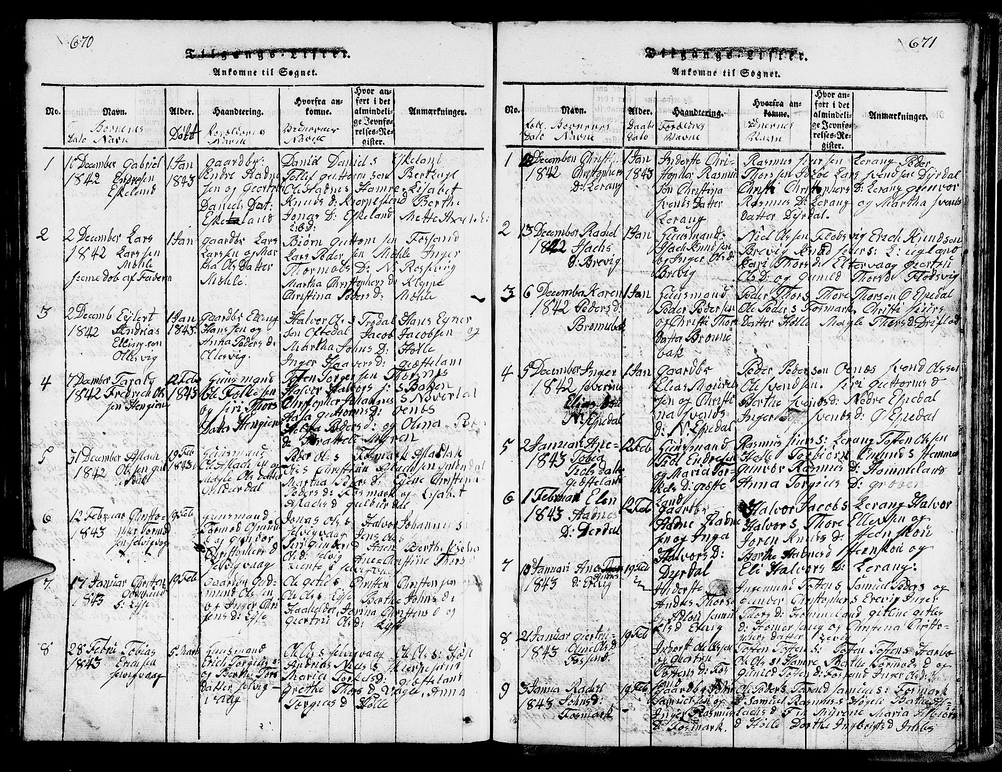 Strand sokneprestkontor, SAST/A-101828/H/Ha/Hab/L0002: Parish register (copy) no. B 2, 1816-1854, p. 670-671
