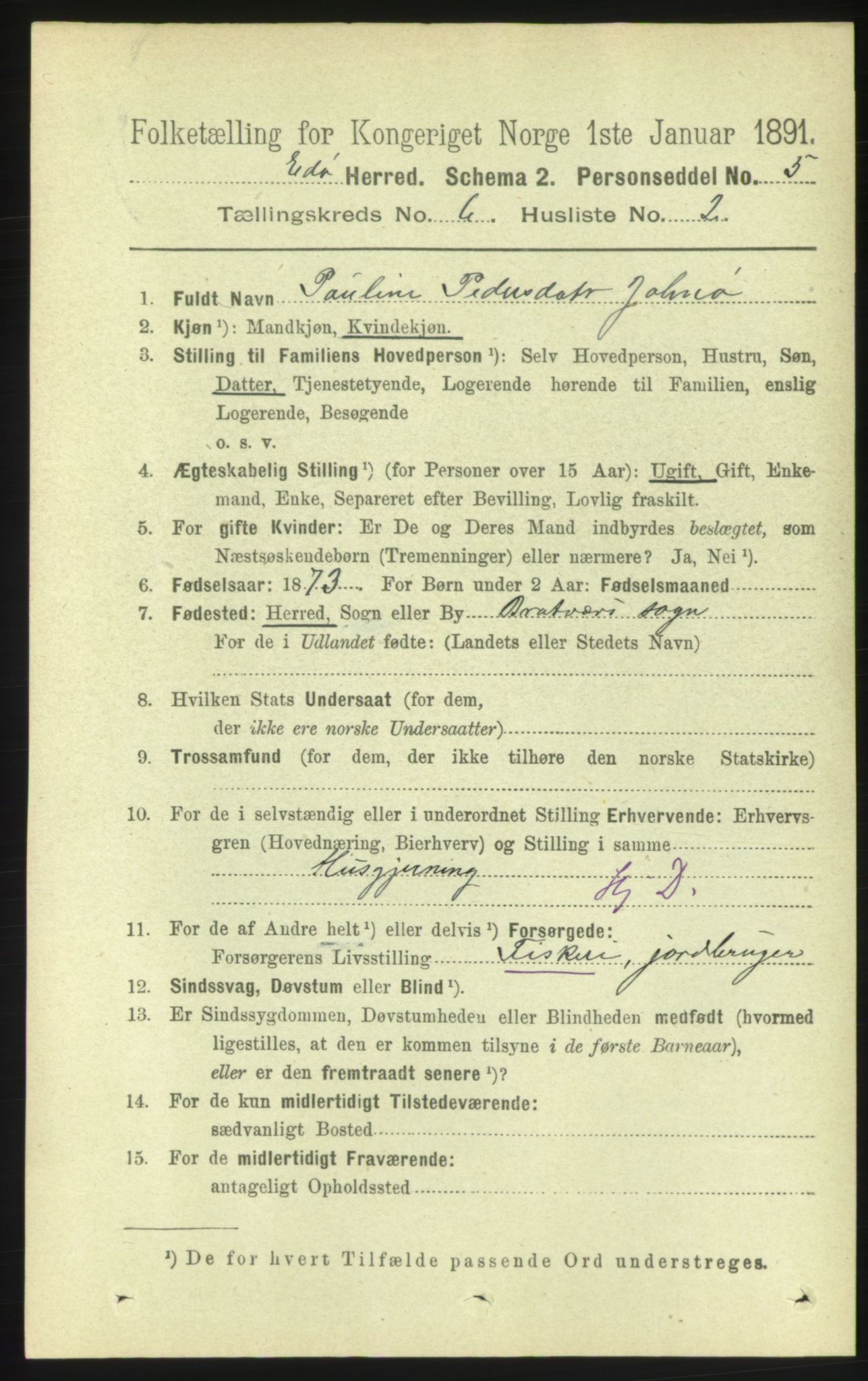 RA, 1891 census for 1573 Edøy, 1891, p. 1365