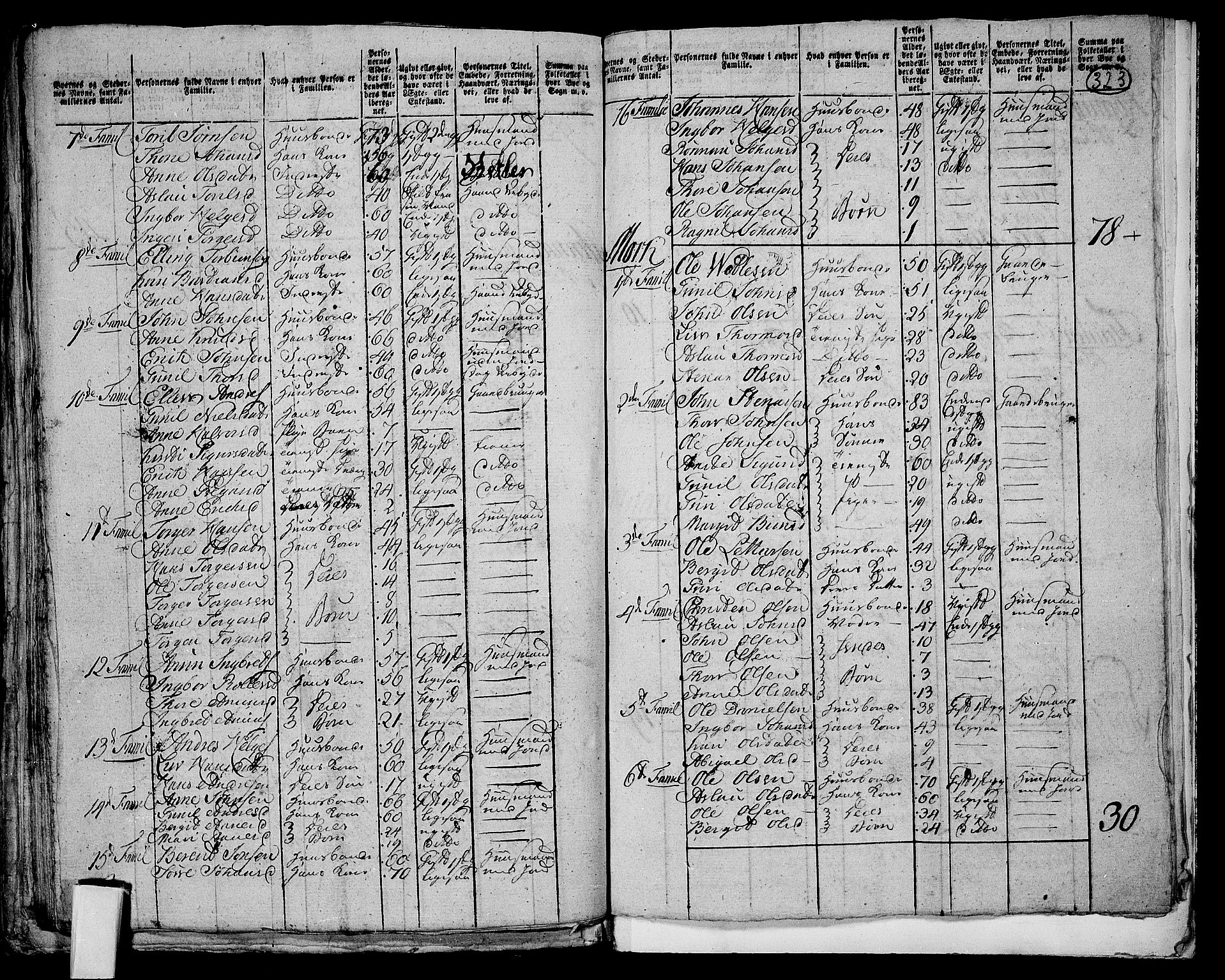 RA, 1801 census for 0823P Heddal, 1801, p. 322b-323a