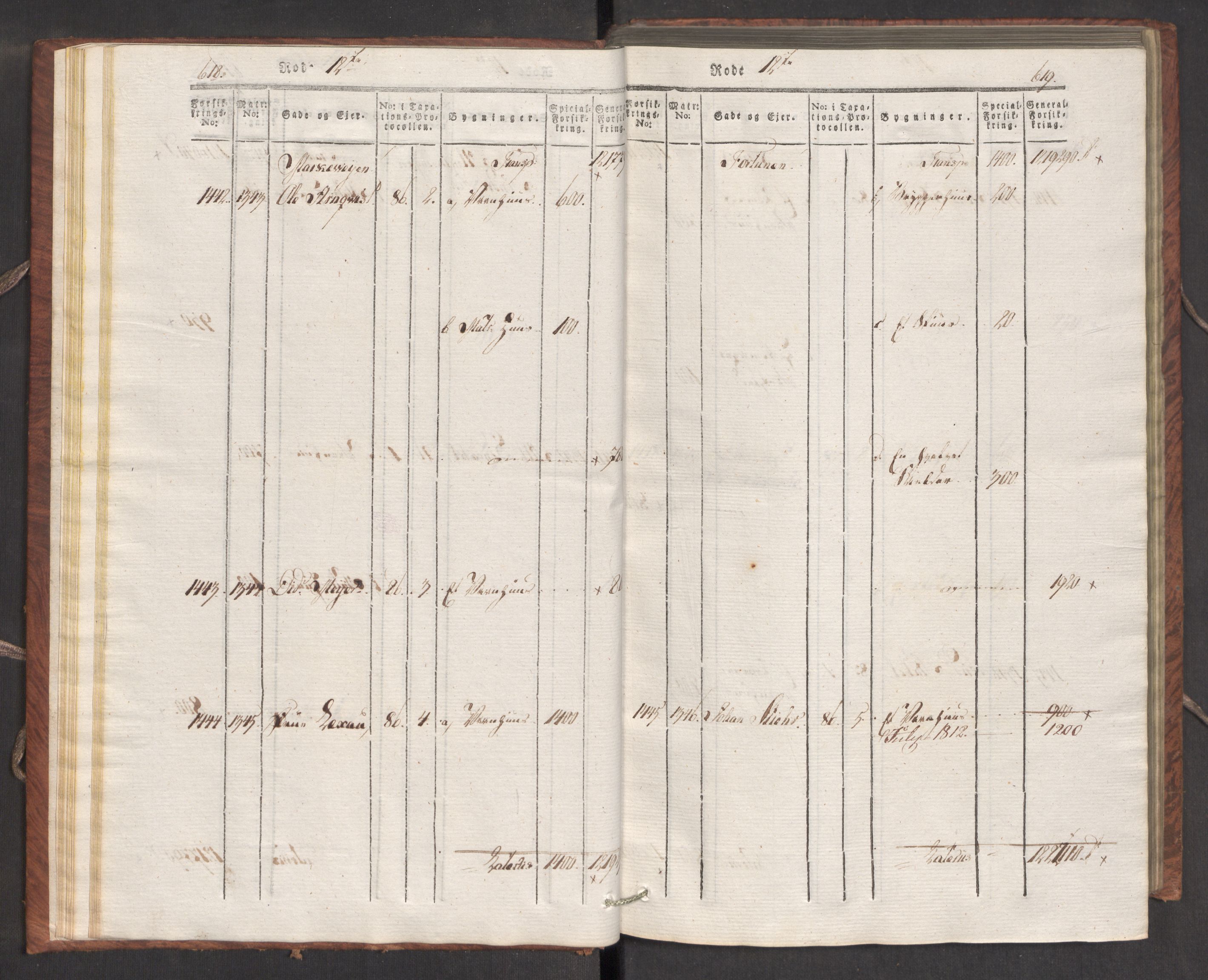 Kommersekollegiet, Brannforsikringskontoret 1767-1814, AV/RA-EA-5458/F/Fa/L0007/0002: Bergen / Branntakstprotokoll, 1807-1817, p. 618-619