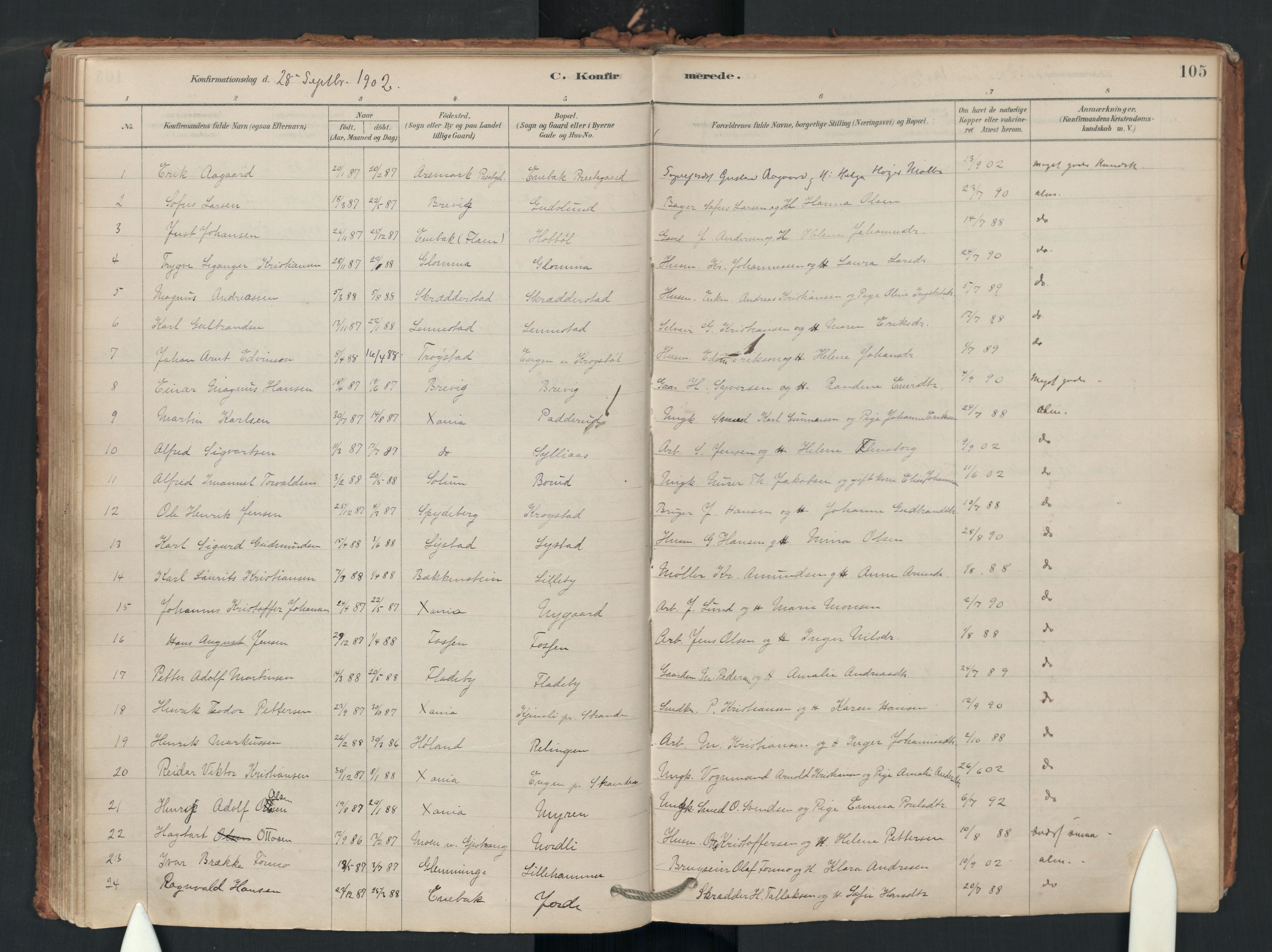 Enebakk prestekontor Kirkebøker, SAO/A-10171c/F/Fa/L0018: Parish register (official) no. I 18, 1877-1930, p. 105