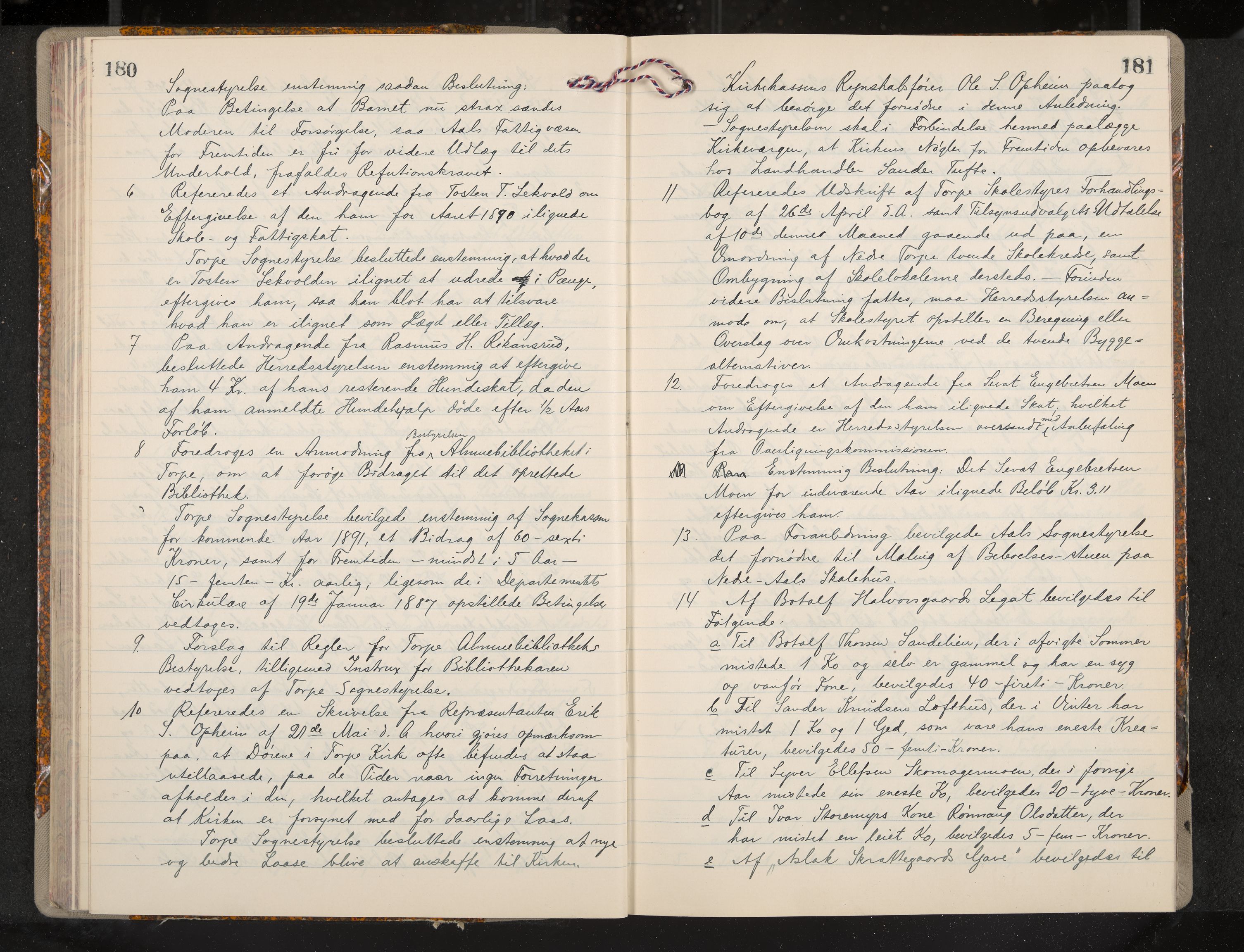 Ål formannskap og sentraladministrasjon, IKAK/0619021/A/Aa/L0004: Utskrift av møtebok, 1881-1901, p. 180-181