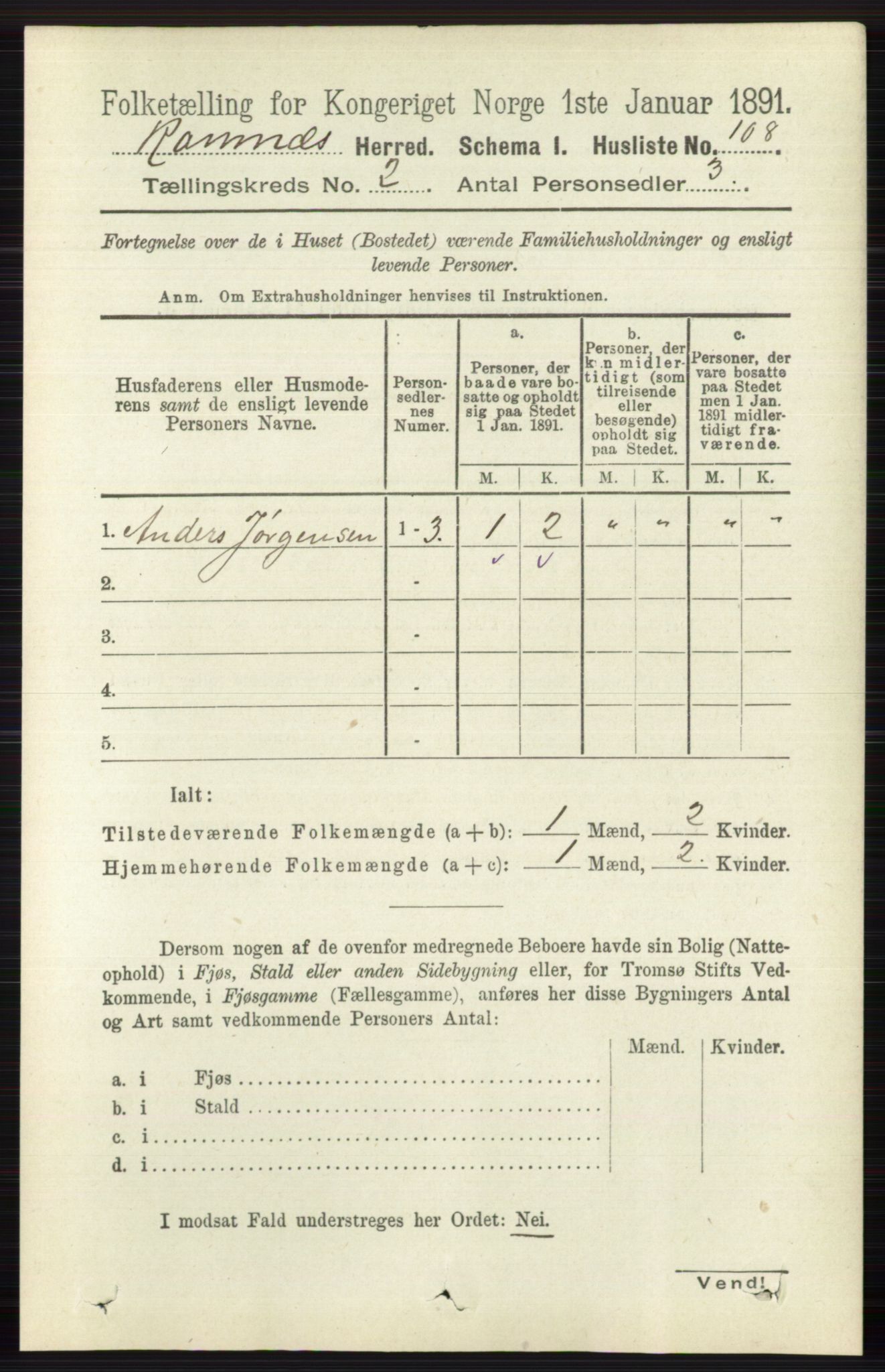 RA, 1891 census for 0718 Ramnes, 1891, p. 562