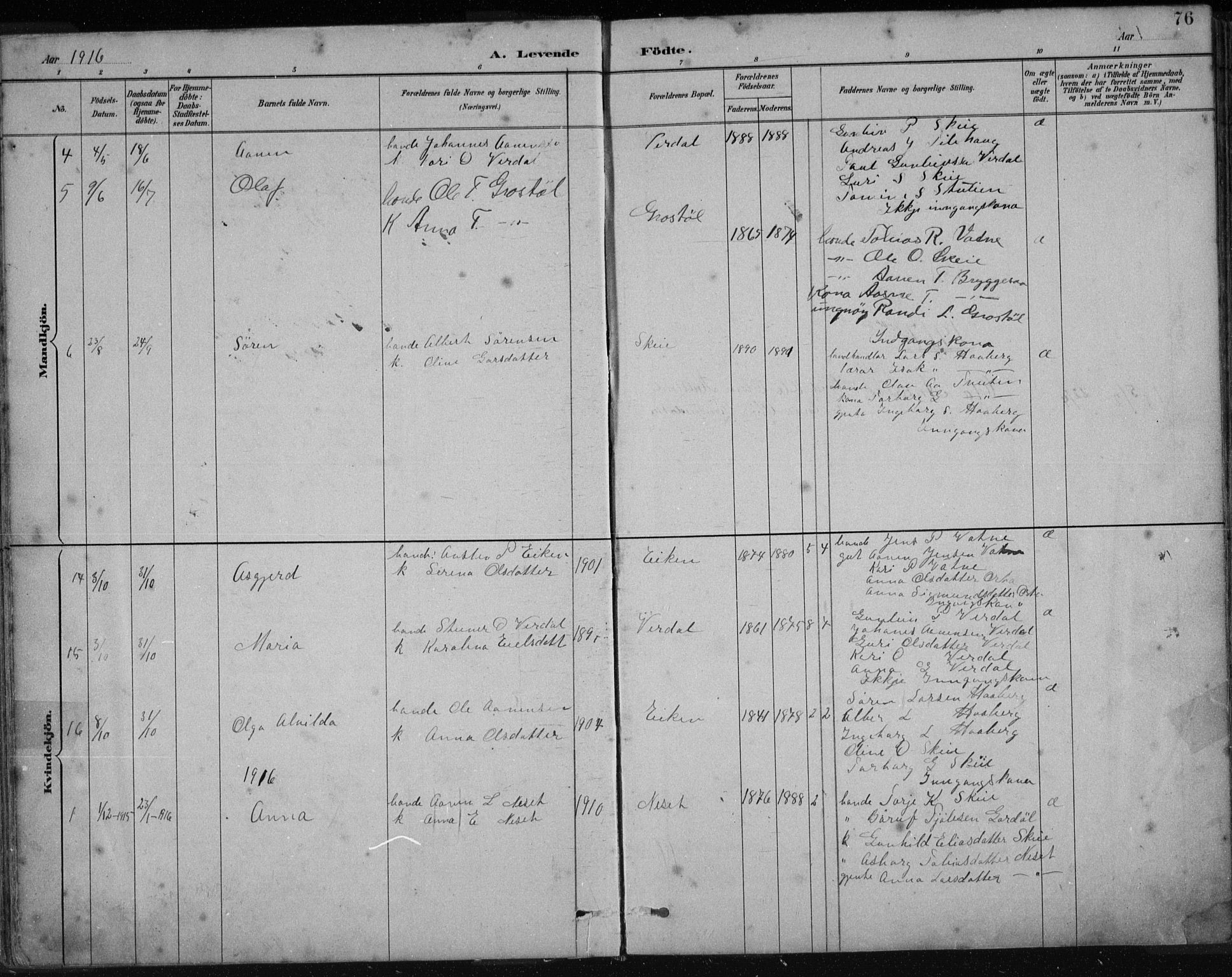 Hægebostad sokneprestkontor, AV/SAK-1111-0024/F/Fb/Fbb/L0003: Parish register (copy) no. B 3, 1887-1937, p. 76