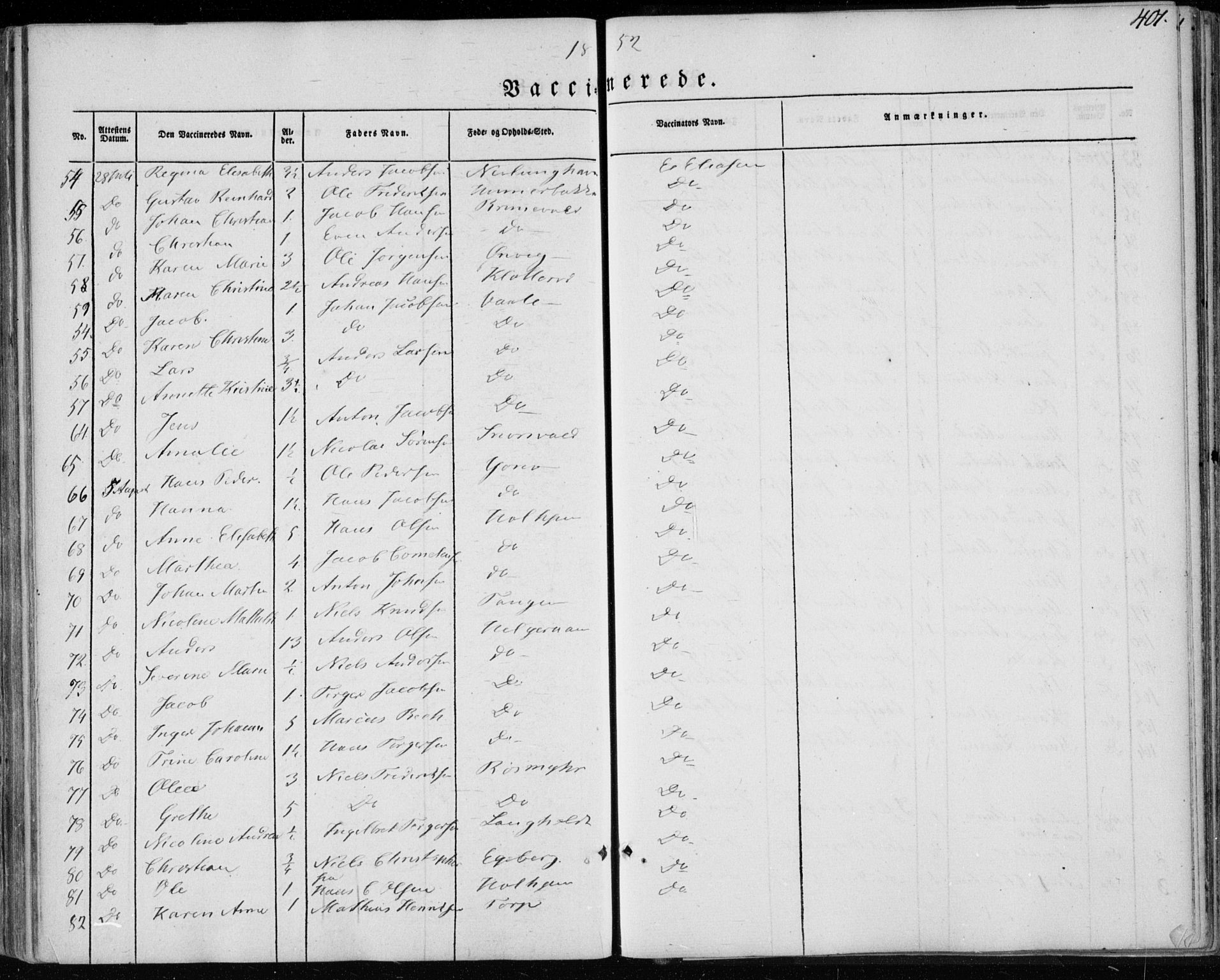 Brunlanes kirkebøker, AV/SAKO-A-342/F/Fa/L0004: Parish register (official) no. I 4, 1846-1862, p. 401