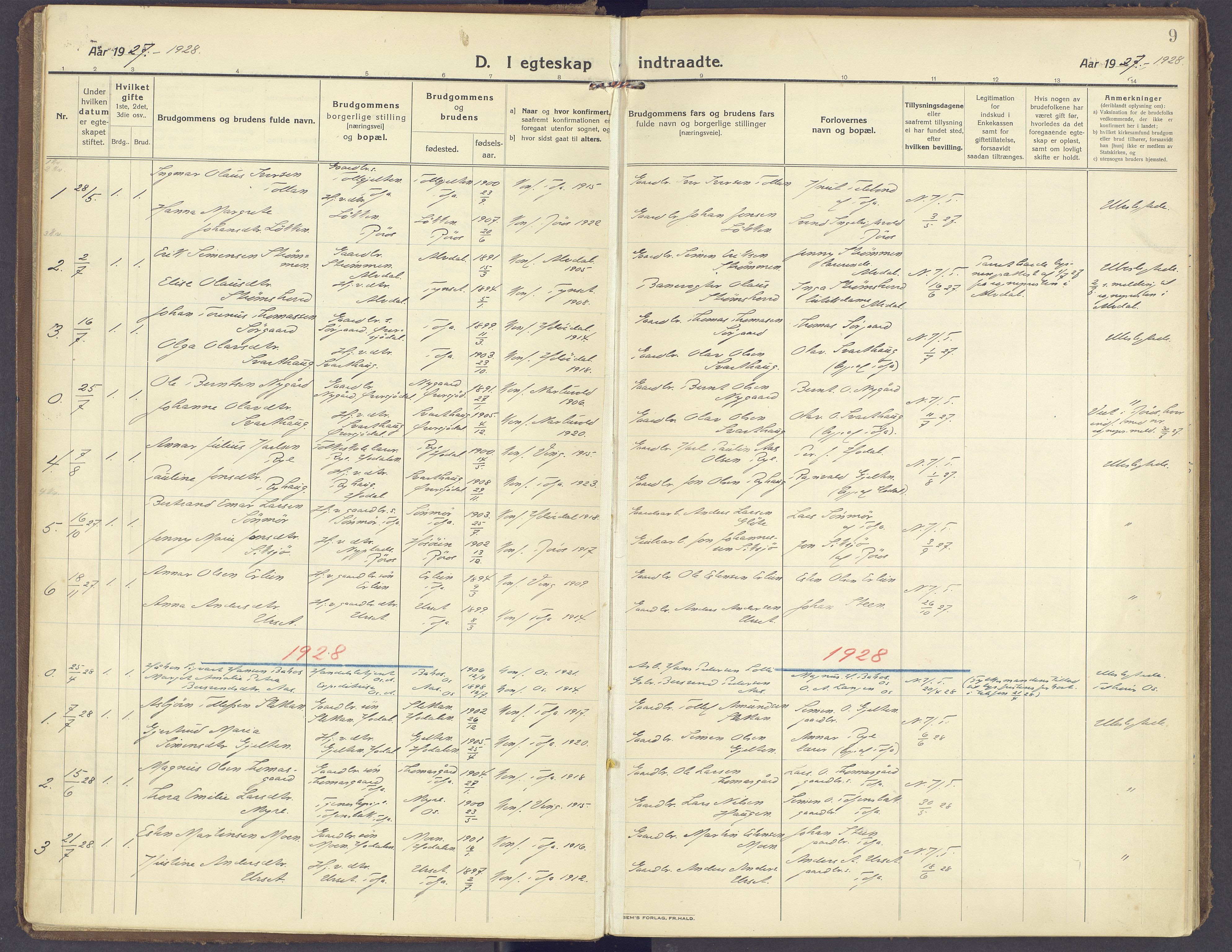 Tolga prestekontor, AV/SAH-PREST-062/K/L0019: Parish register (official) no. 19, 1921-1974, p. 9