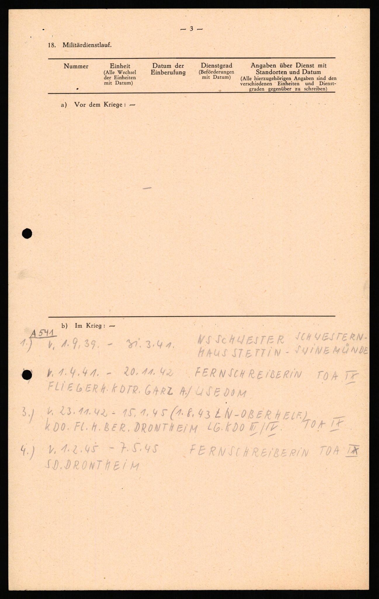 Forsvaret, Forsvarets overkommando II, AV/RA-RAFA-3915/D/Db/L0033: CI Questionaires. Tyske okkupasjonsstyrker i Norge. Tyskere., 1945-1946, p. 434