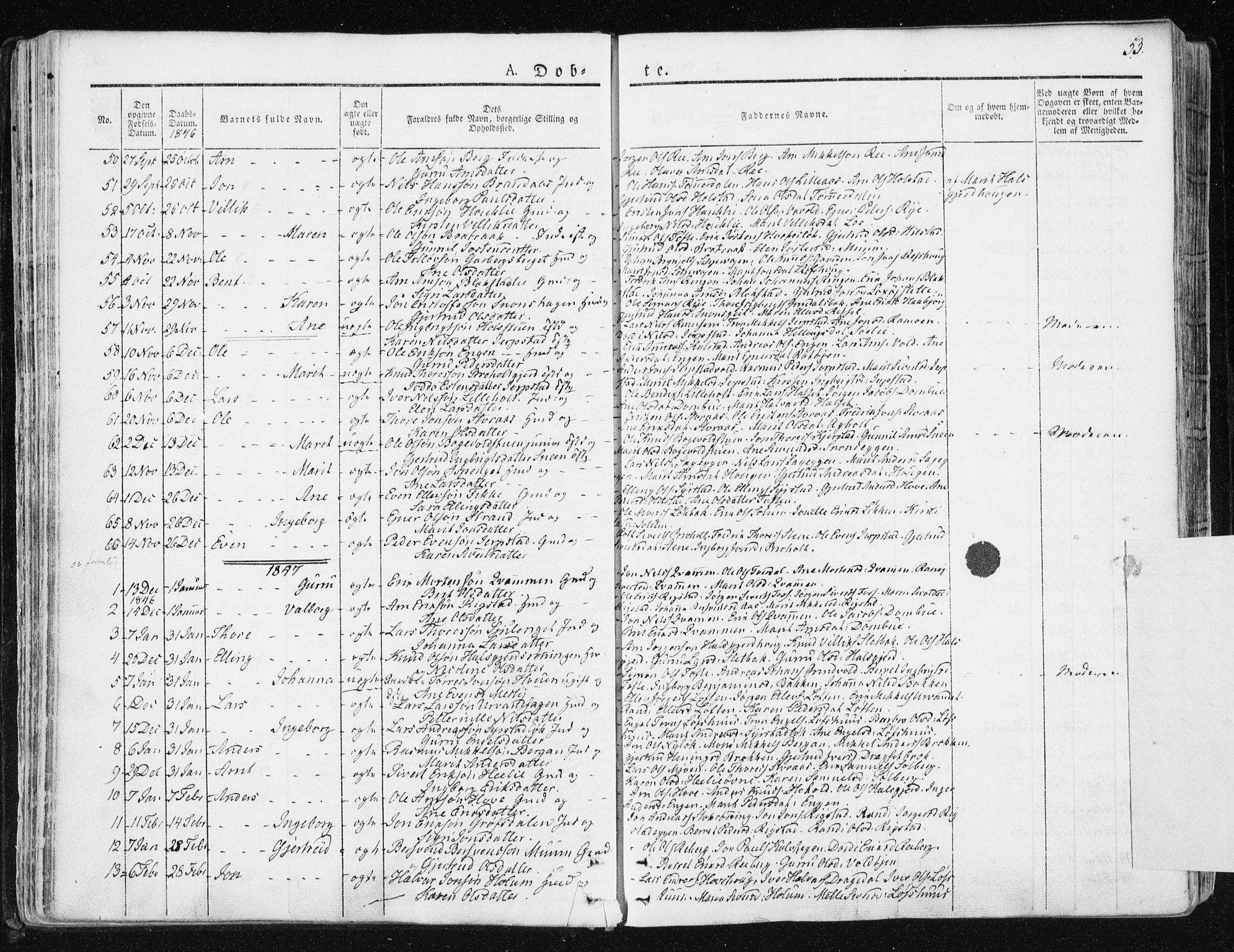 Ministerialprotokoller, klokkerbøker og fødselsregistre - Sør-Trøndelag, SAT/A-1456/672/L0855: Parish register (official) no. 672A07, 1829-1860, p. 53