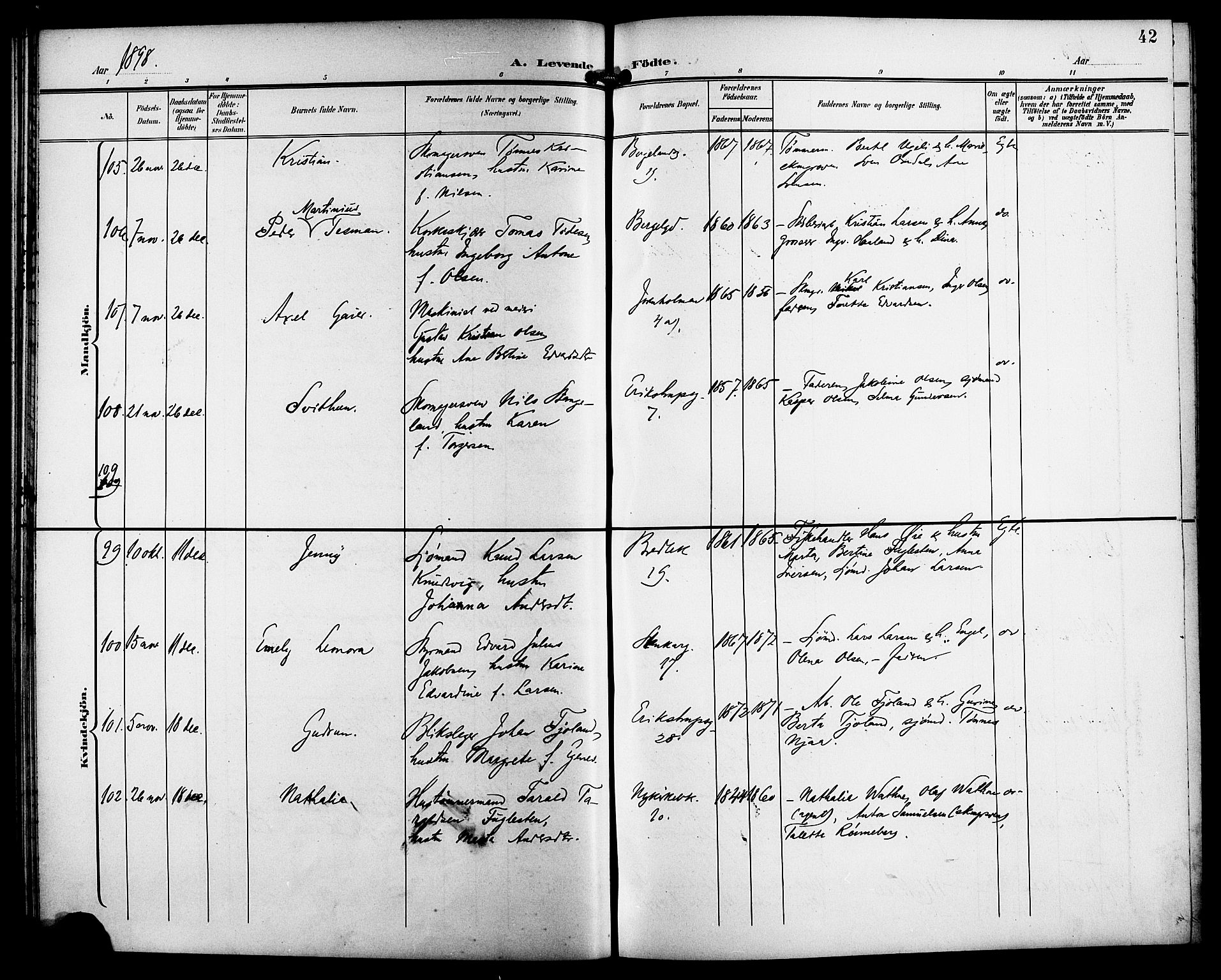 St. Petri sokneprestkontor, AV/SAST-A-101813/001/30/30BB/L0008: Parish register (copy) no. B 8, 1897-1905, p. 42