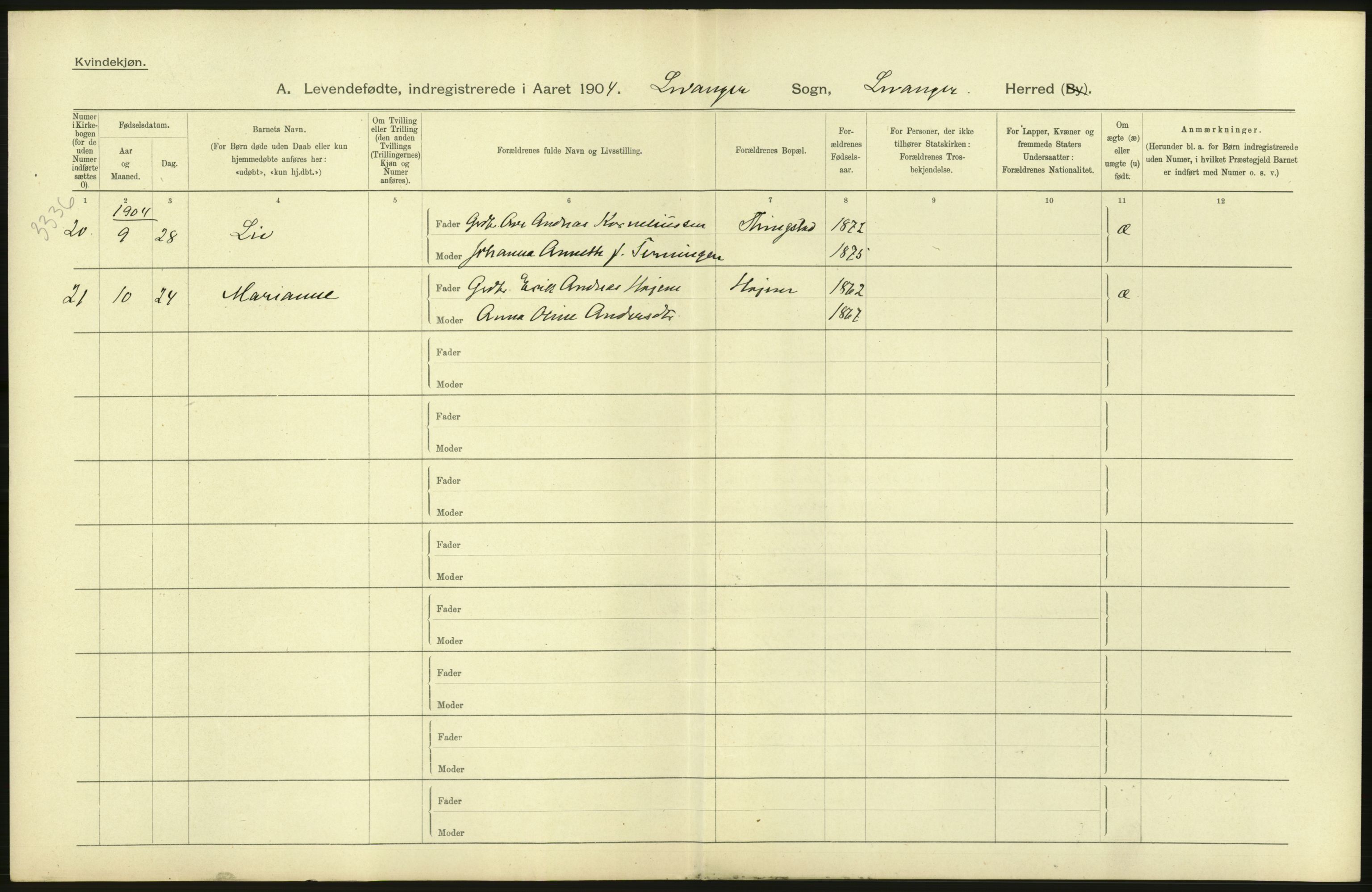 Statistisk sentralbyrå, Sosiodemografiske emner, Befolkning, AV/RA-S-2228/D/Df/Dfa/Dfab/L0019: Nordre Trondhjems amt: Fødte, gifte, døde, 1904, p. 130