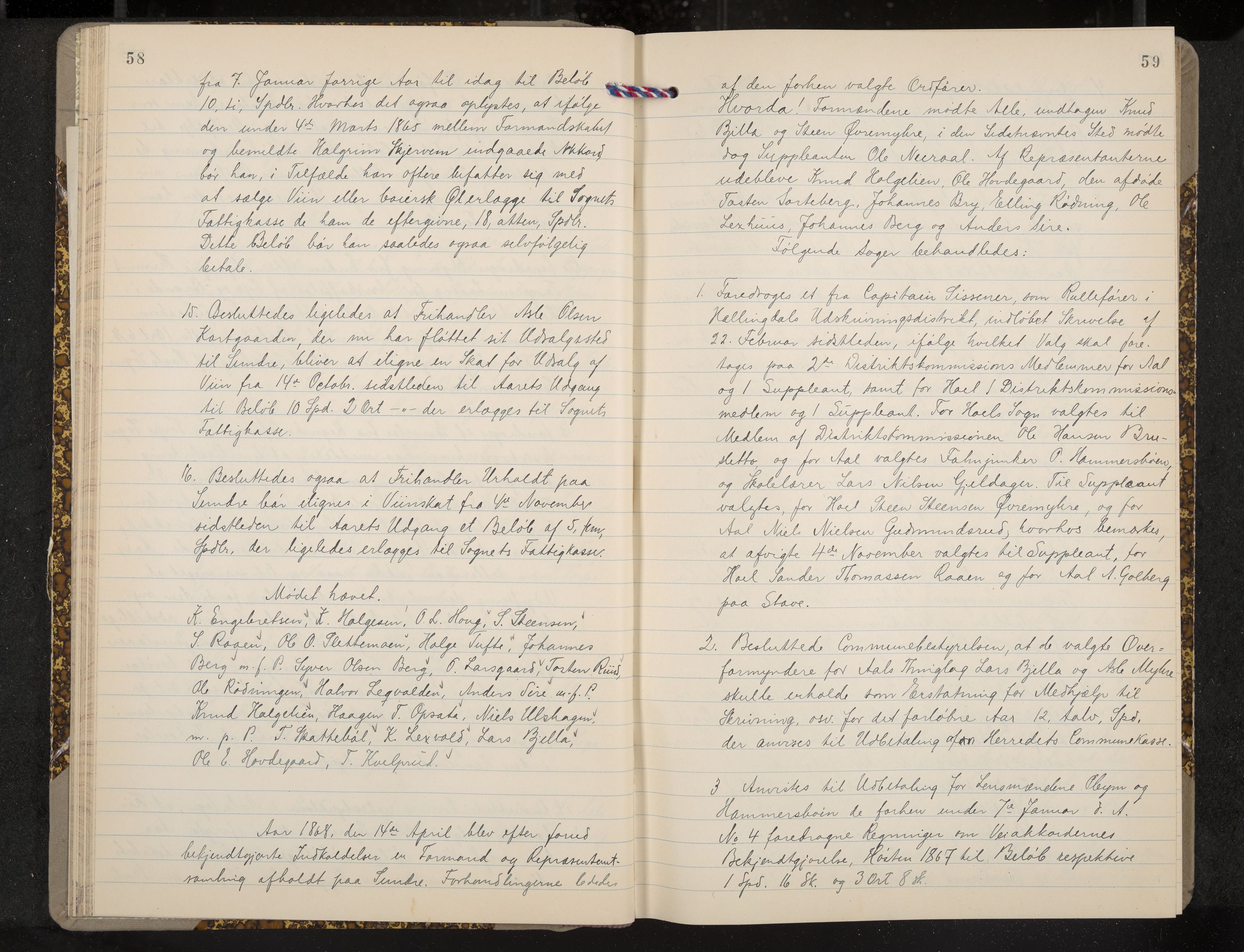 Ål formannskap og sentraladministrasjon, IKAK/0619021/A/Aa/L0003: Utskrift av møtebok, 1864-1880, p. 58-59