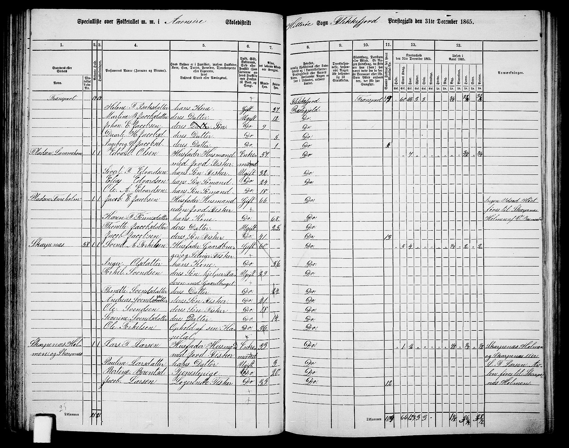 RA, 1865 census for Flekkefjord/Nes og Hidra, 1865, p. 81