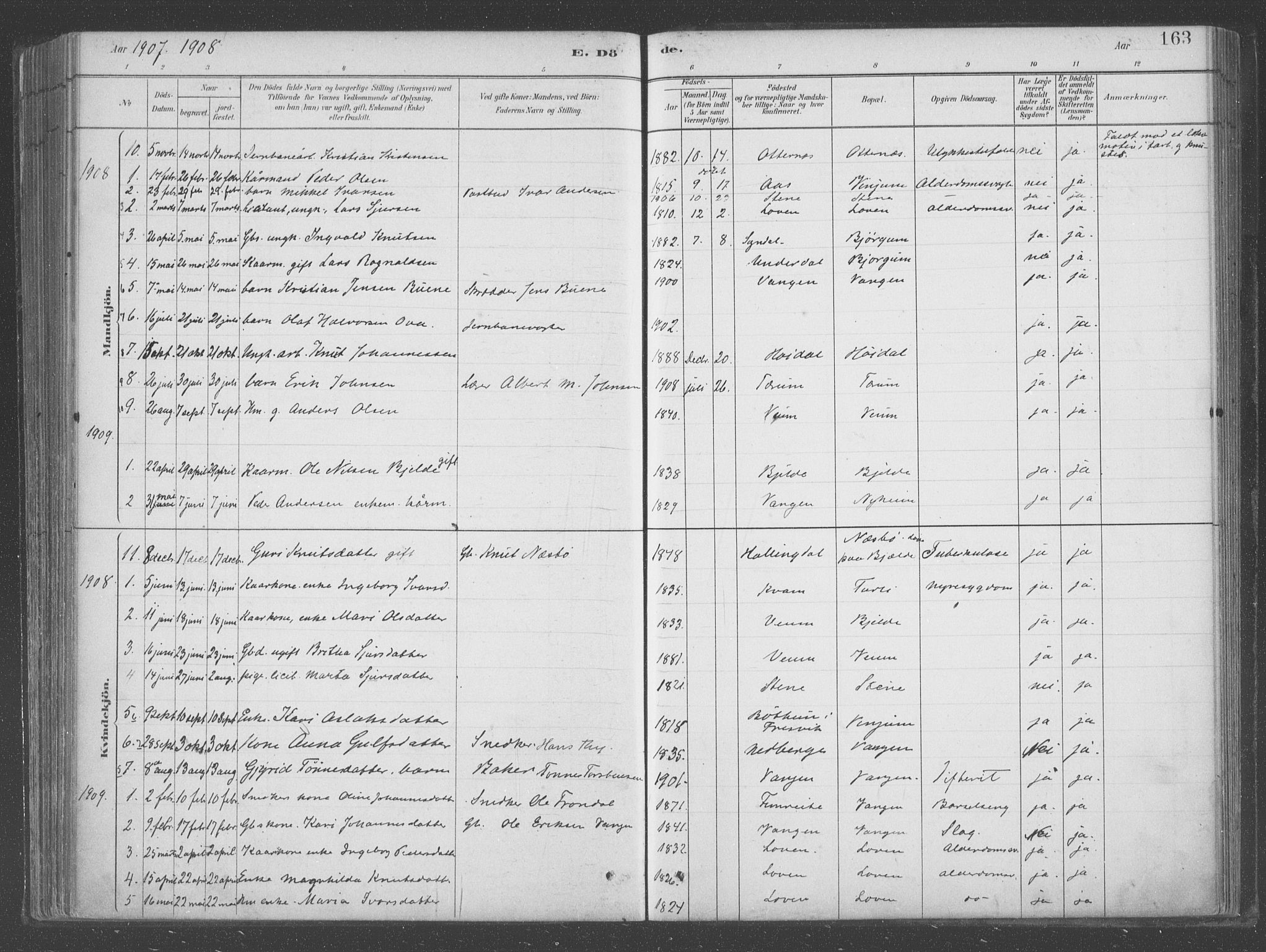 Aurland sokneprestembete, SAB/A-99937/H/Ha/Hab/L0001: Parish register (official) no. B  1, 1880-1909, p. 163