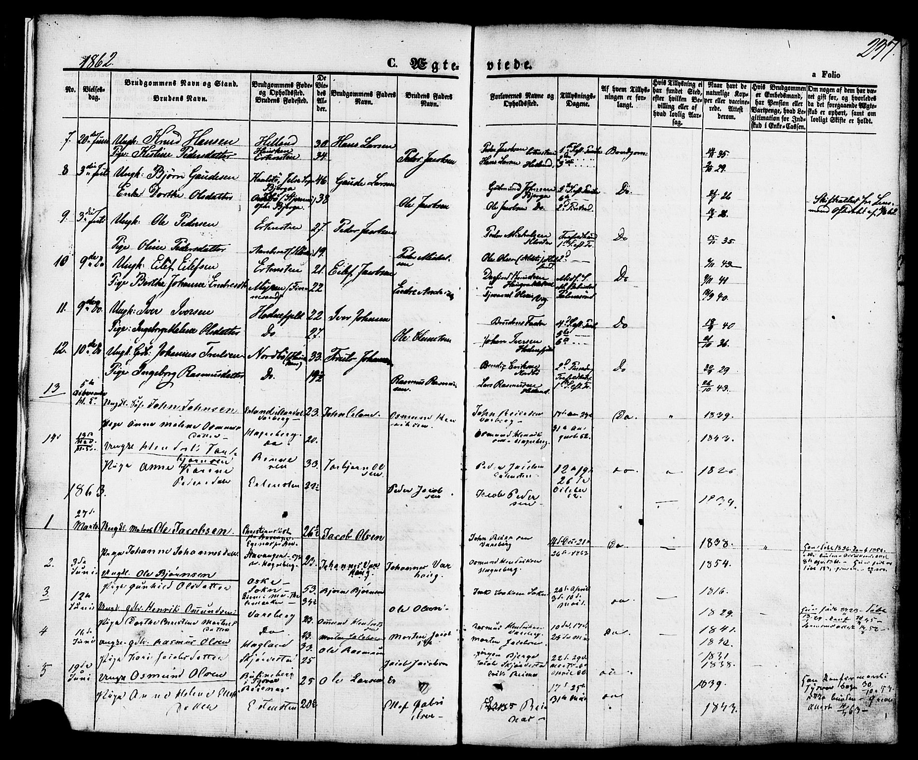 Rennesøy sokneprestkontor, SAST/A -101827/H/Ha/Haa/L0006: Parish register (official) no. A 6, 1860-1878, p. 237