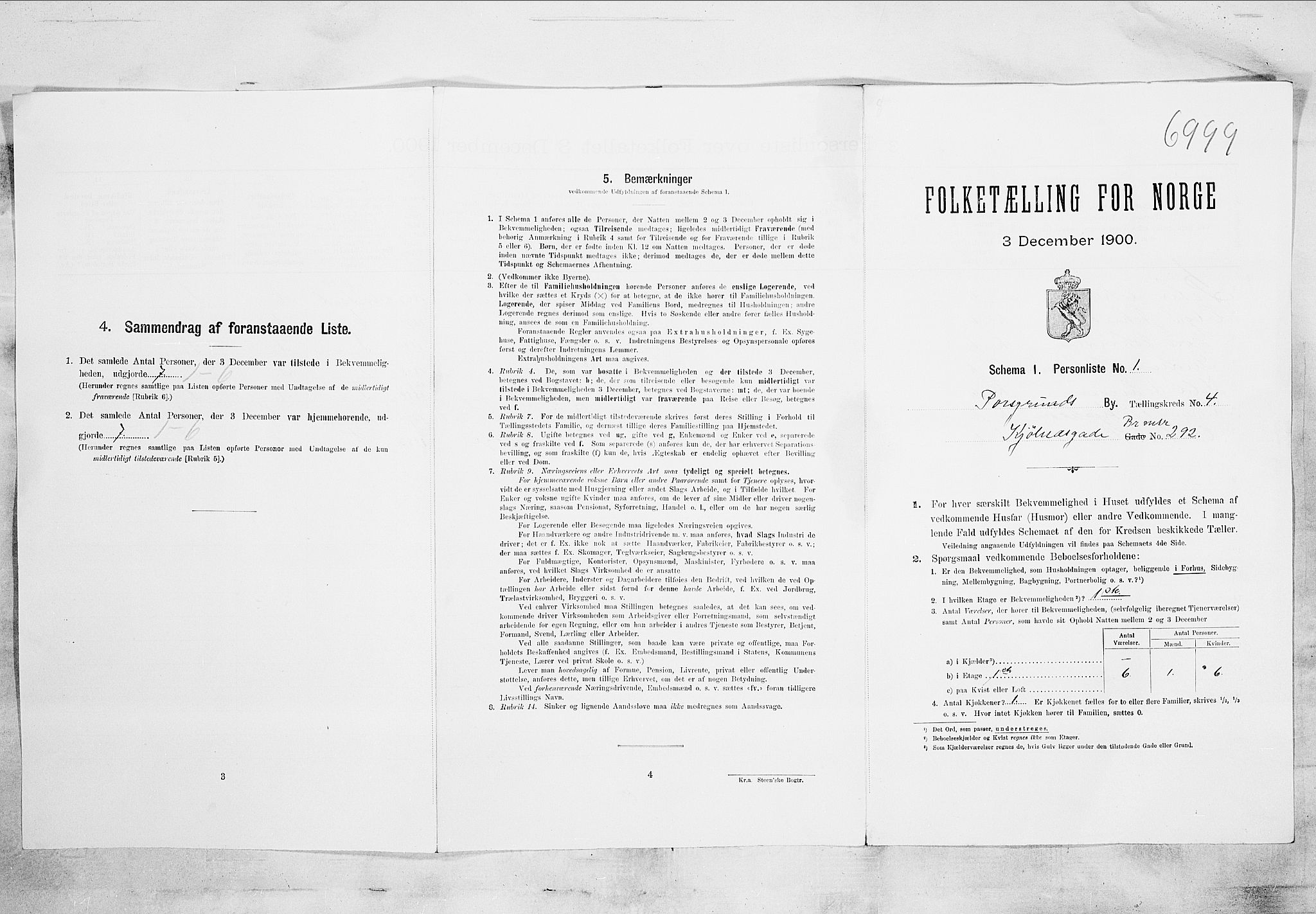 SAKO, 1900 census for Porsgrunn, 1900, p. 3407