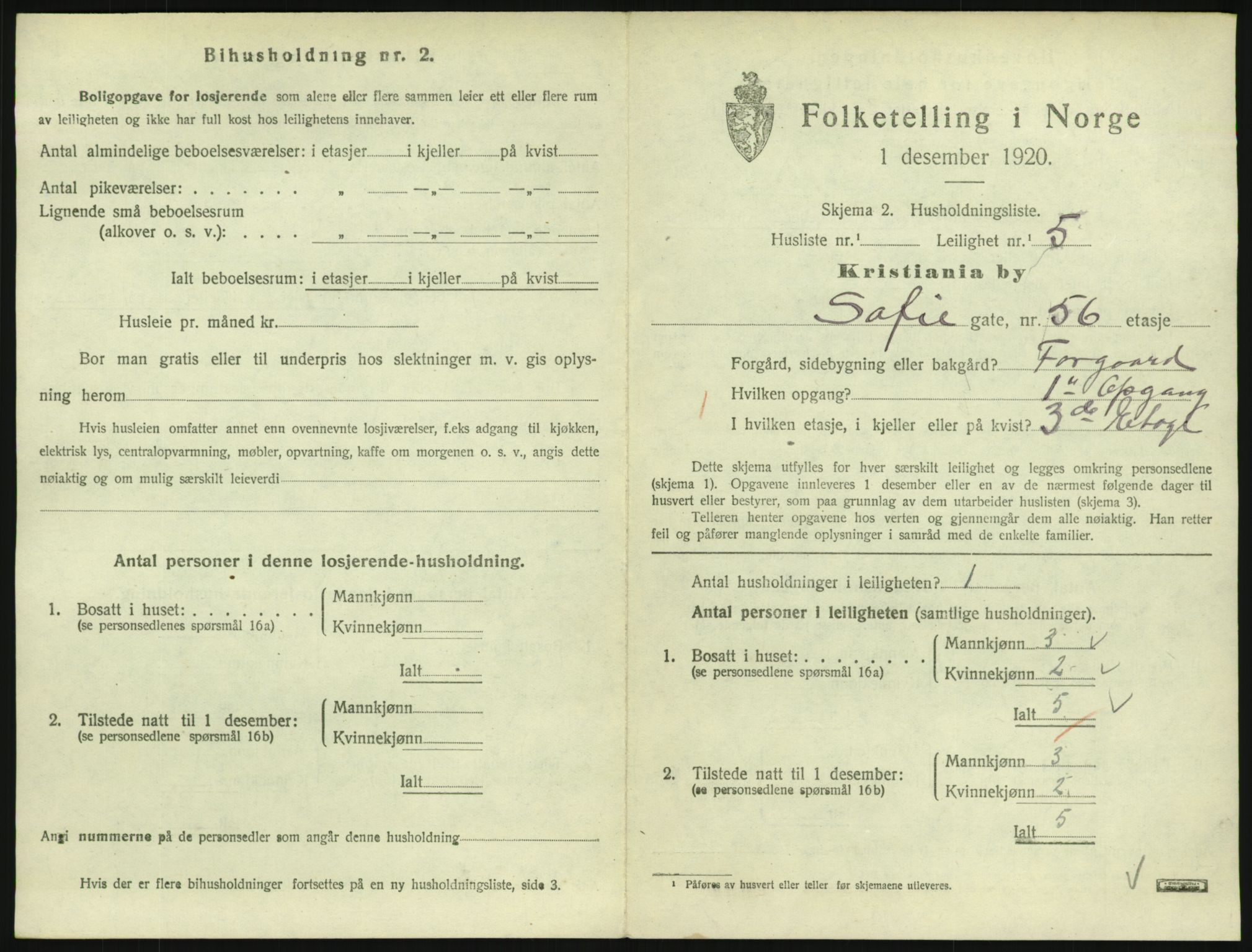 SAO, 1920 census for Kristiania, 1920, p. 99291