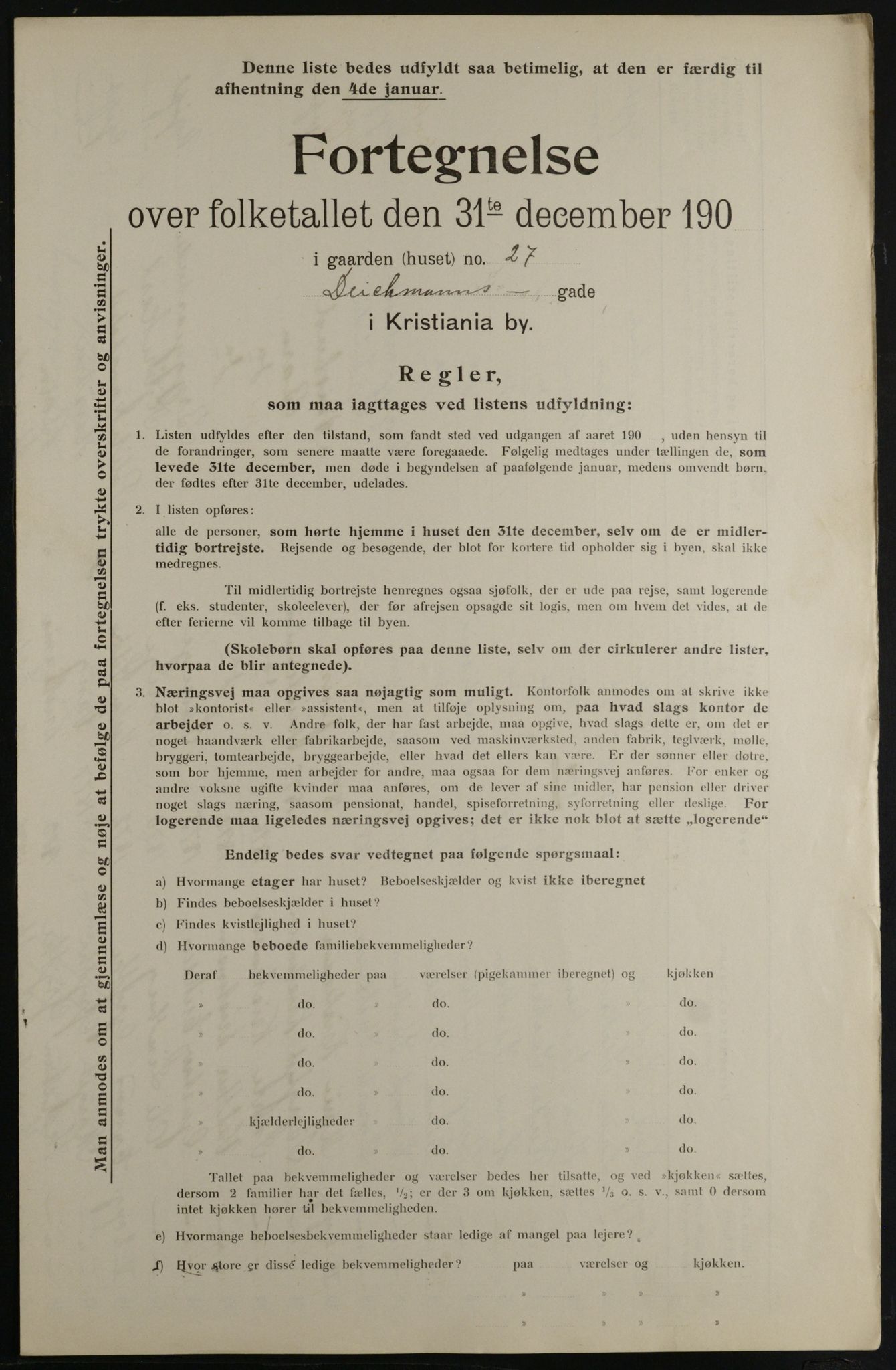 OBA, Municipal Census 1901 for Kristiania, 1901, p. 2564