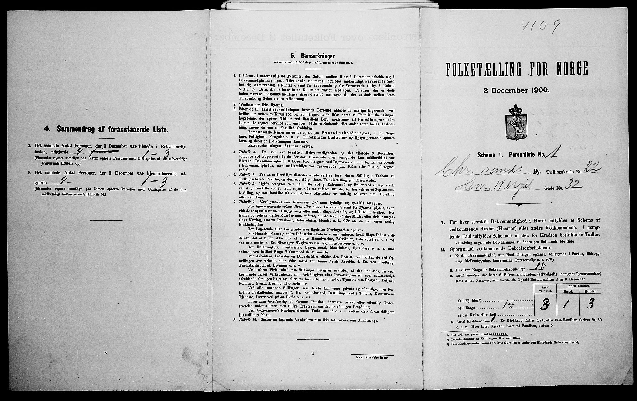 SAK, 1900 census for Kristiansand, 1900, p. 8589