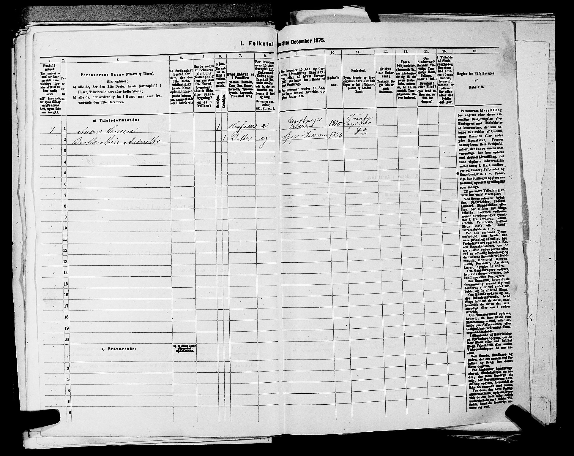 SAKO, 1875 census for 0626P Lier, 1875, p. 1952