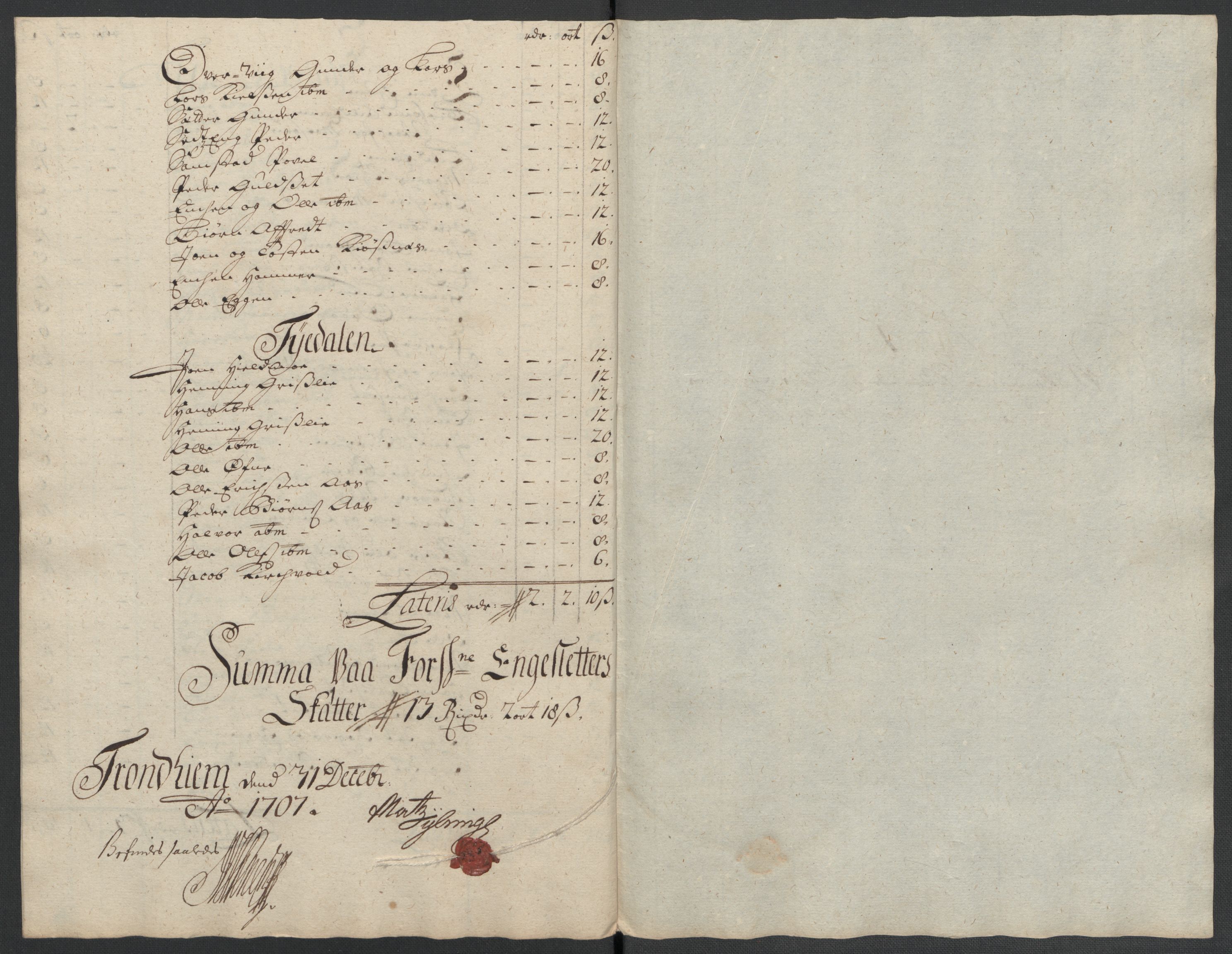 Rentekammeret inntil 1814, Reviderte regnskaper, Fogderegnskap, AV/RA-EA-4092/R61/L4110: Fogderegnskap Strinda og Selbu, 1707-1708, p. 115