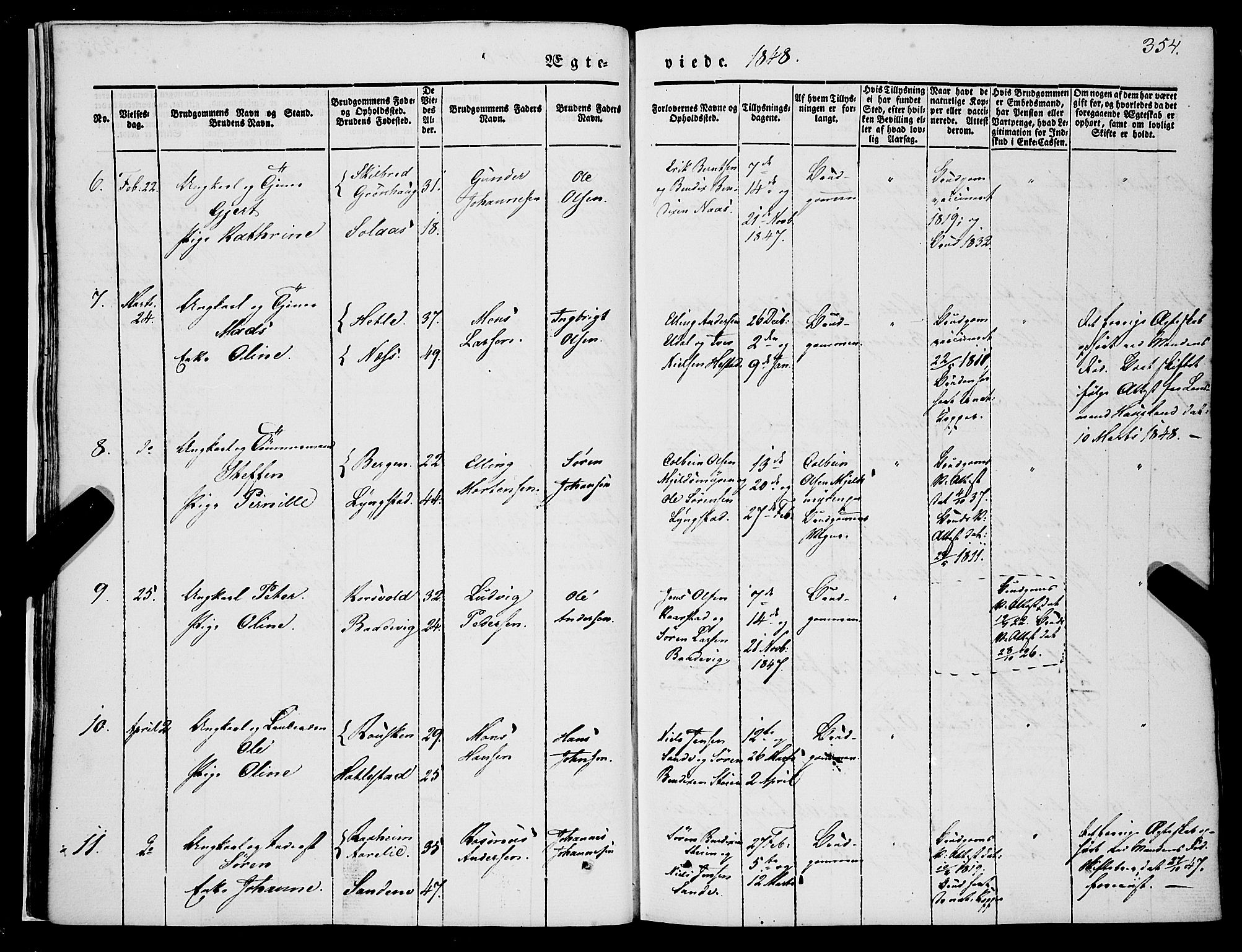 Gaular sokneprestembete, AV/SAB-A-80001/H/Haa: Parish register (official) no. A 4II, 1841-1859, p. 354