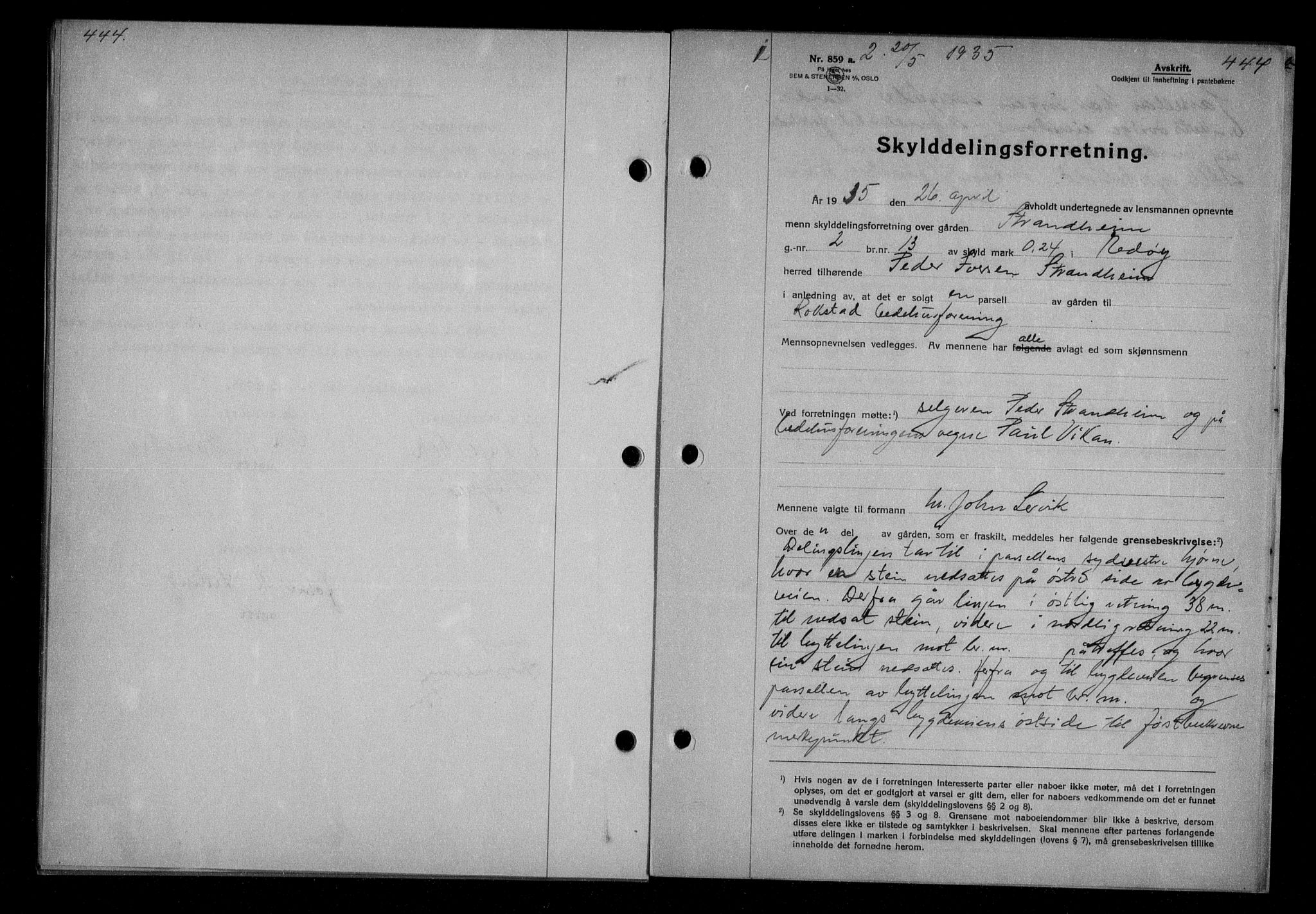 Nordmøre sorenskriveri, AV/SAT-A-4132/1/2/2Ca/L0084: Mortgage book no. 74, 1935-1935, Deed date: 20.05.1935