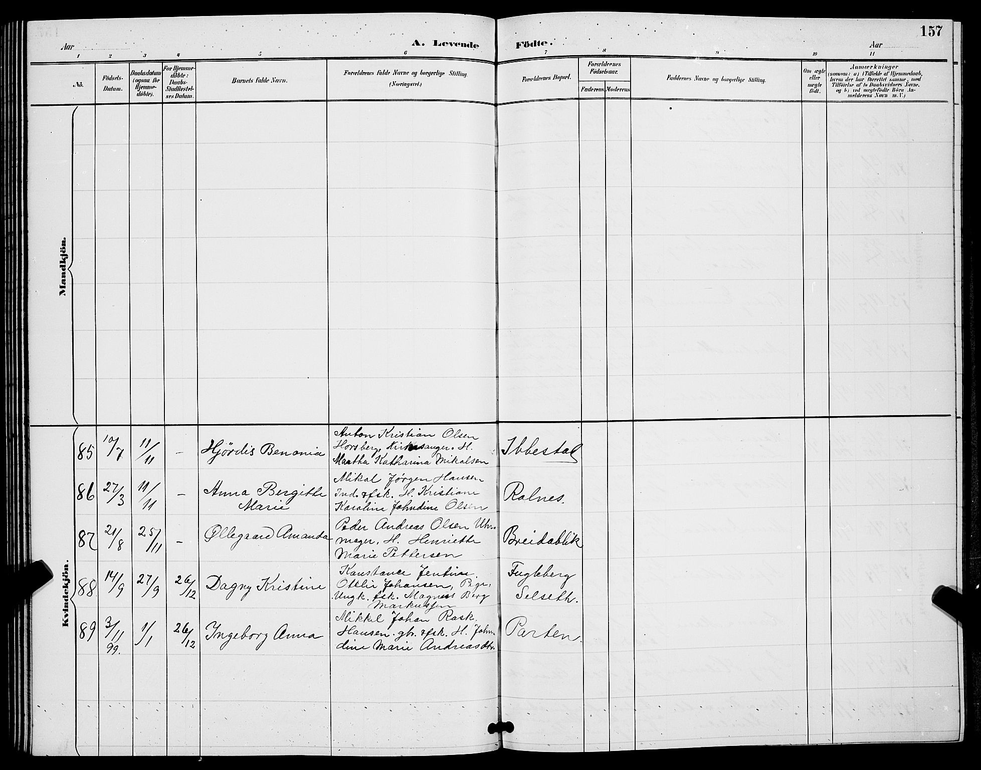 Ibestad sokneprestembete, AV/SATØ-S-0077/H/Ha/Hab/L0008klokker: Parish register (copy) no. 8, 1890-1903, p. 157