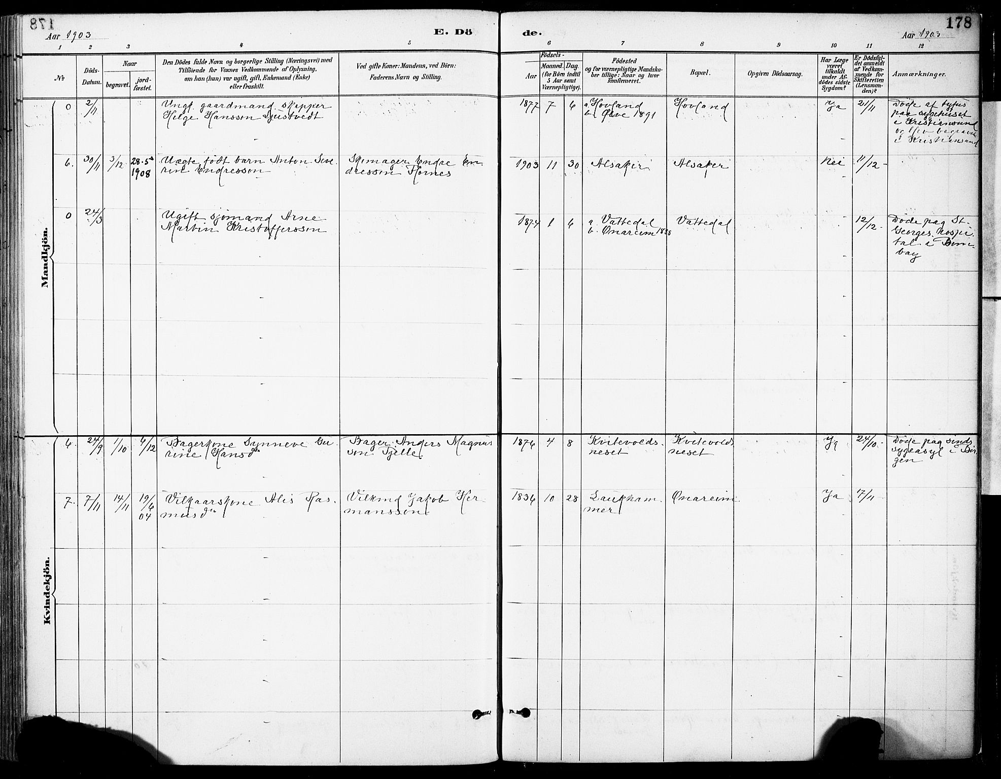 Tysnes sokneprestembete, AV/SAB-A-78601/H/Haa: Parish register (official) no. C 1, 1887-1912, p. 178