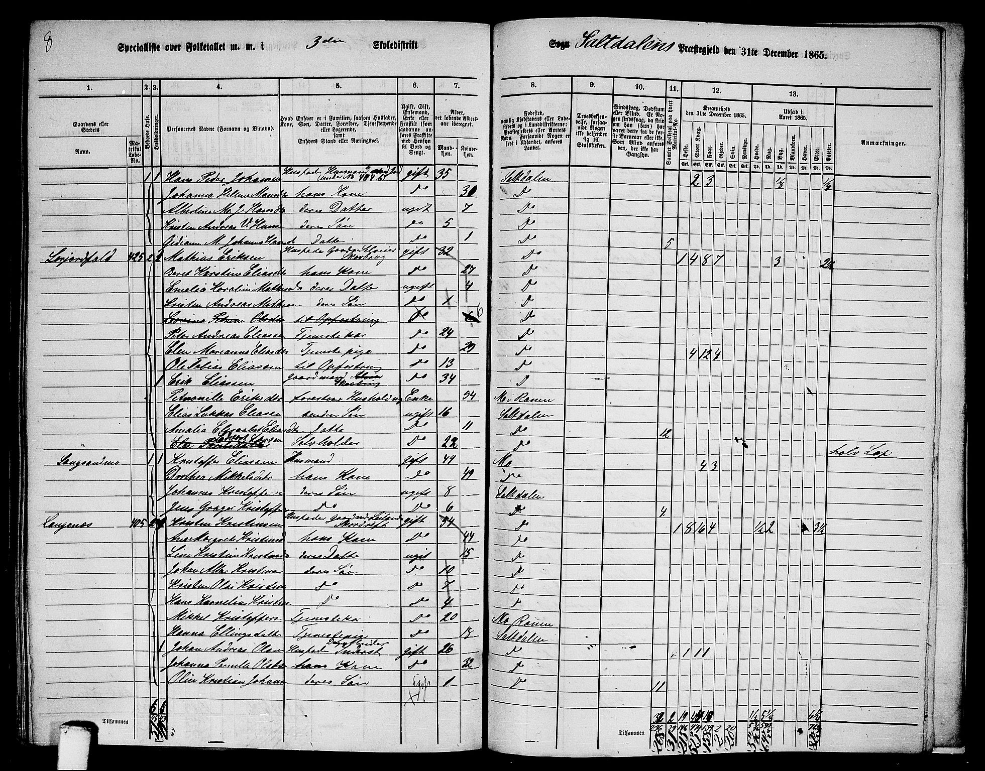 RA, 1865 census for Saltdal, 1865, p. 67