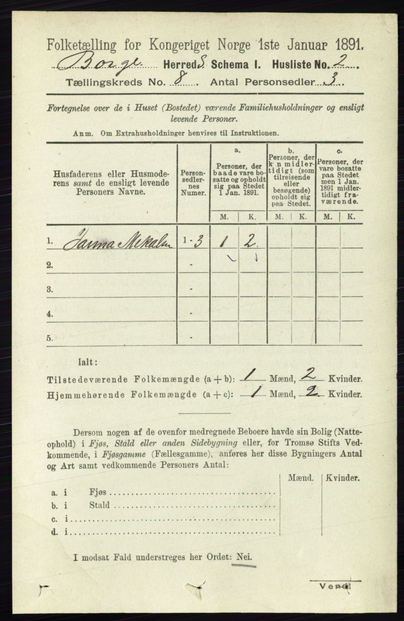 RA, 1891 census for 0113 Borge, 1891, p. 5042