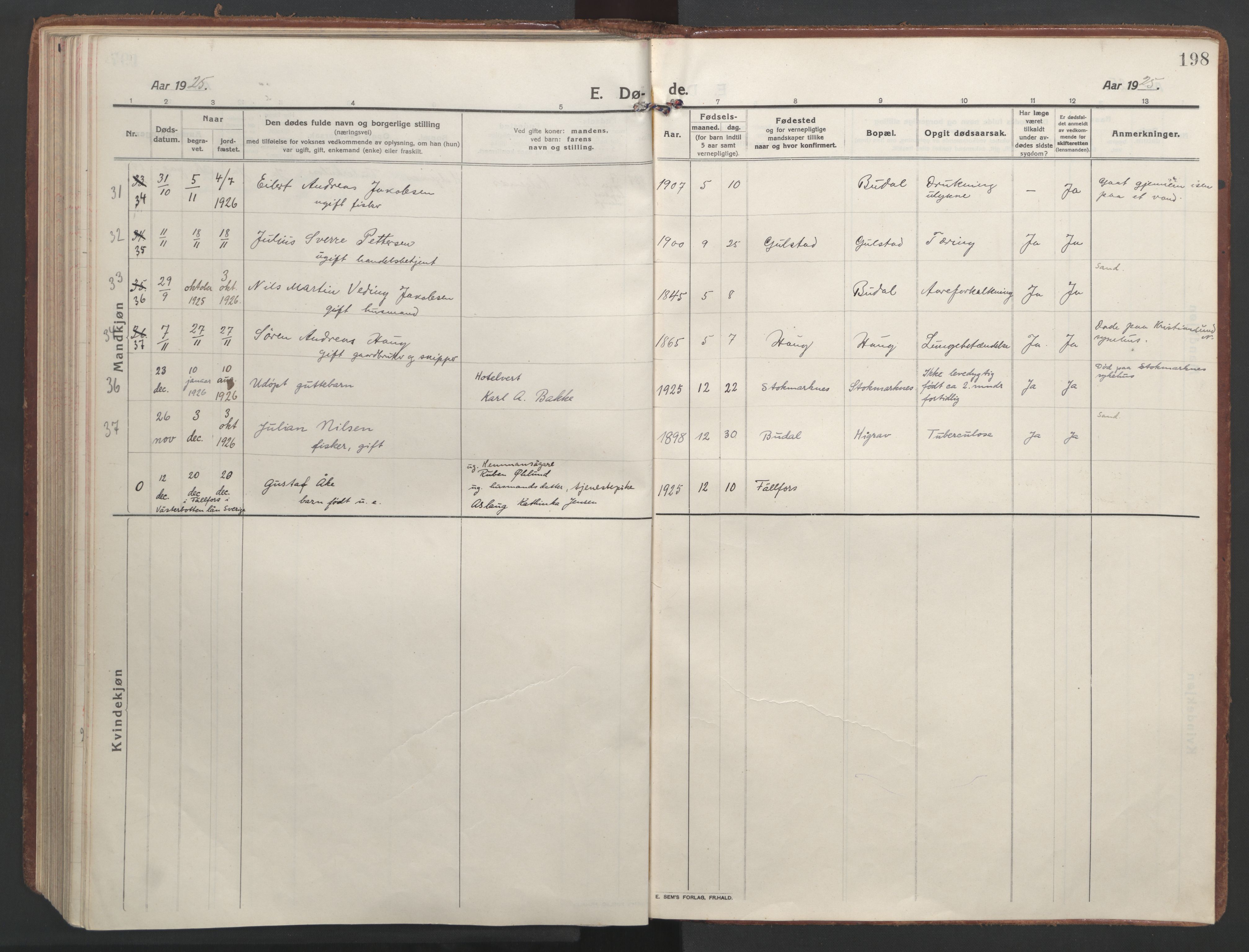 Ministerialprotokoller, klokkerbøker og fødselsregistre - Nordland, AV/SAT-A-1459/888/L1251: Parish register (official) no. 888A17, 1913-1925, p. 198