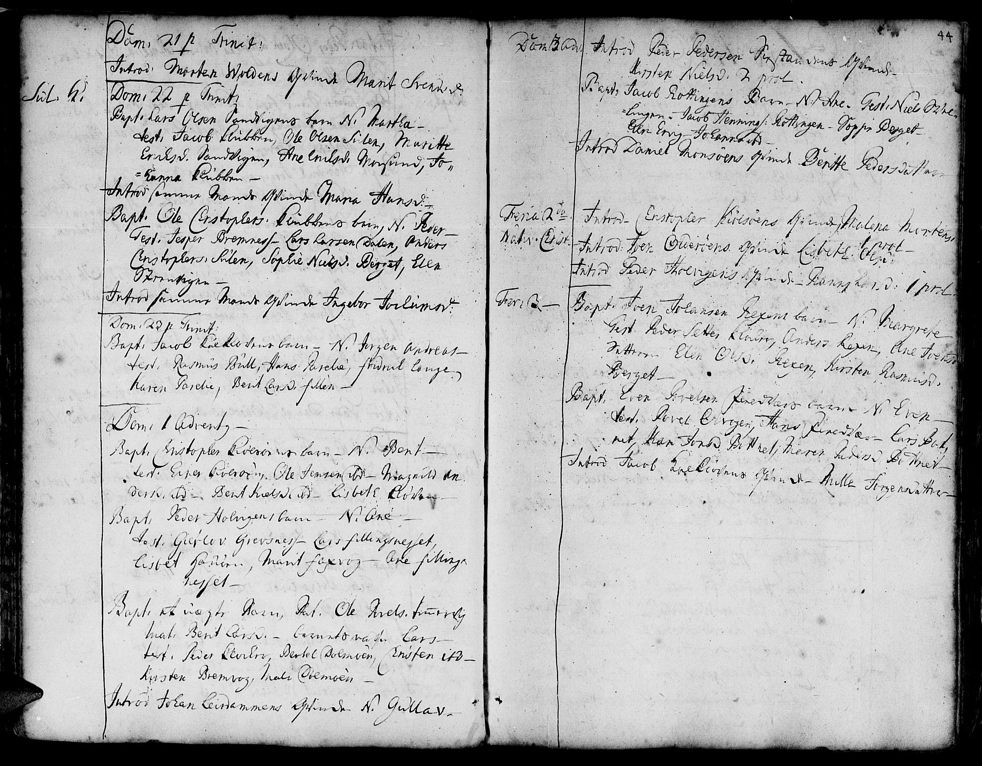 Ministerialprotokoller, klokkerbøker og fødselsregistre - Sør-Trøndelag, SAT/A-1456/634/L0525: Parish register (official) no. 634A01, 1736-1775, p. 44