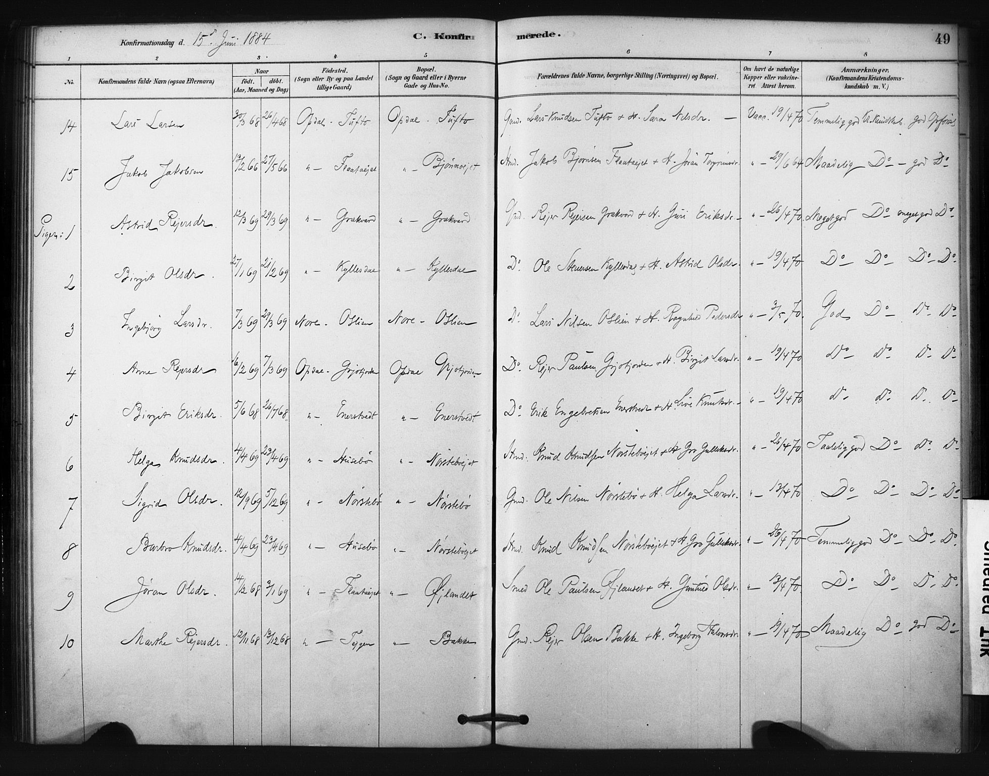 Nore kirkebøker, AV/SAKO-A-238/F/Fc/L0003: Parish register (official) no. III 3, 1878-1884, p. 49