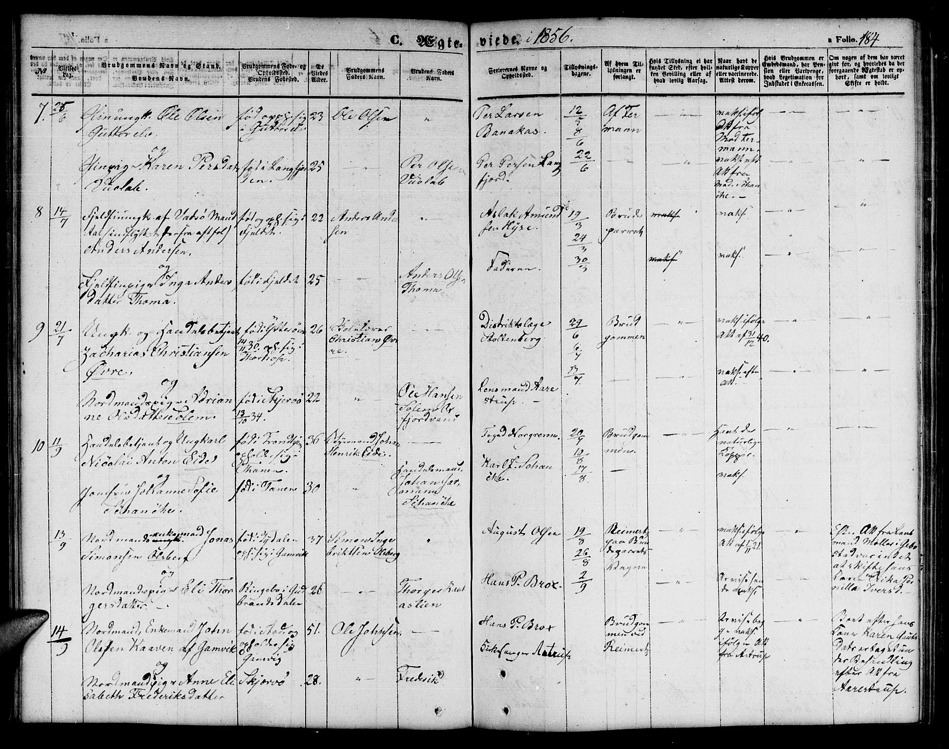 Tana sokneprestkontor, AV/SATØ-S-1334/H/Hb/L0001klokker: Parish register (copy) no. 1 /1, 1853-1867, p. 184