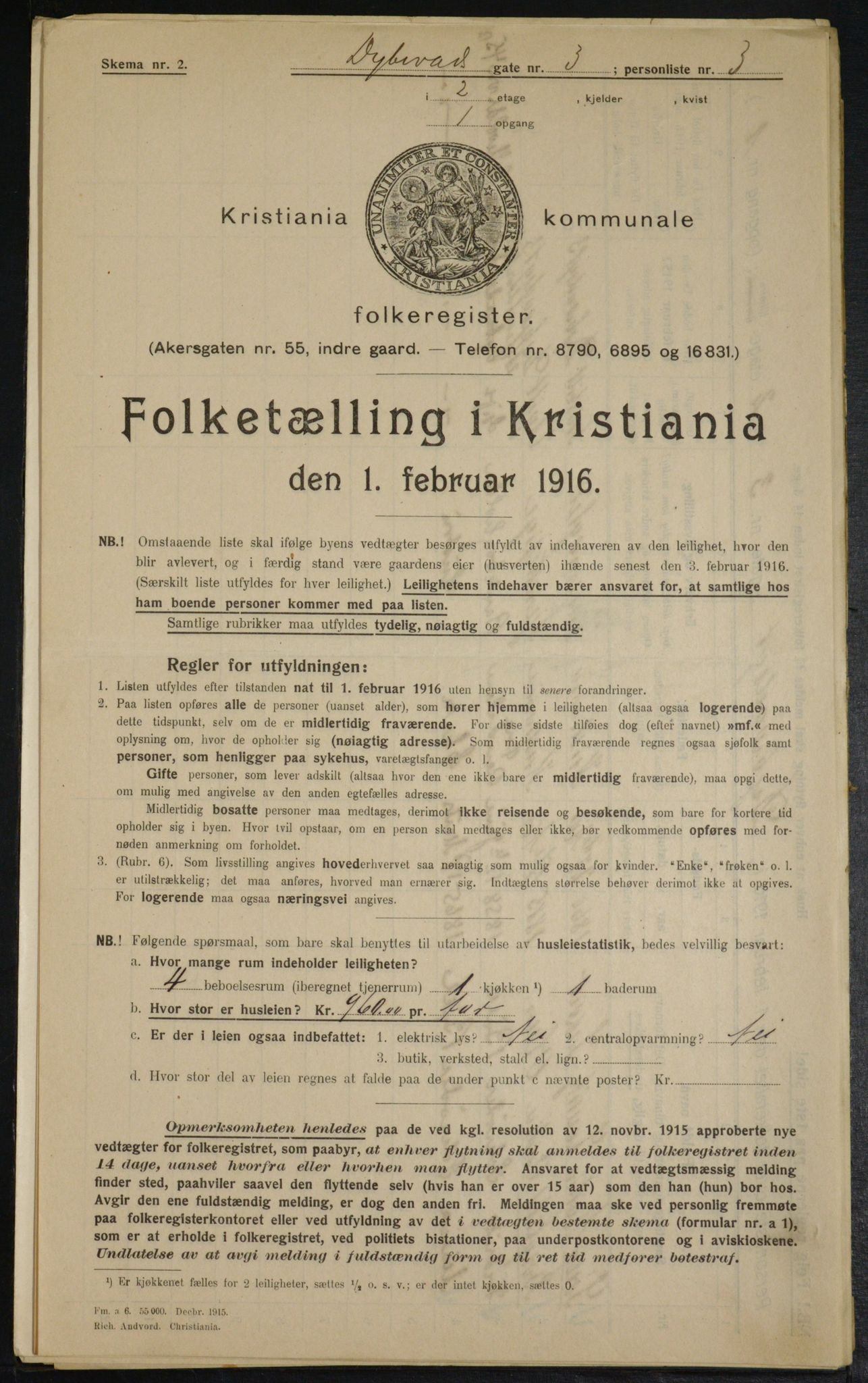 OBA, Municipal Census 1916 for Kristiania, 1916, p. 17568