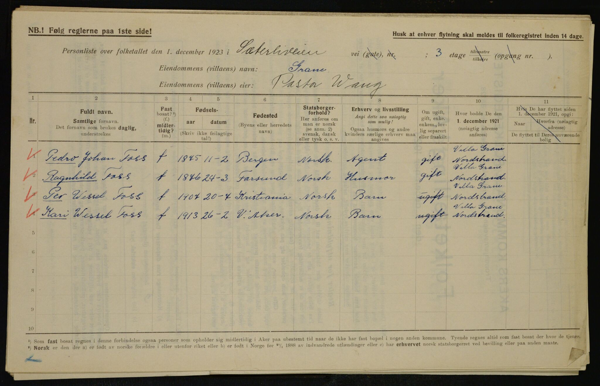 , Municipal Census 1923 for Aker, 1923, p. 46234