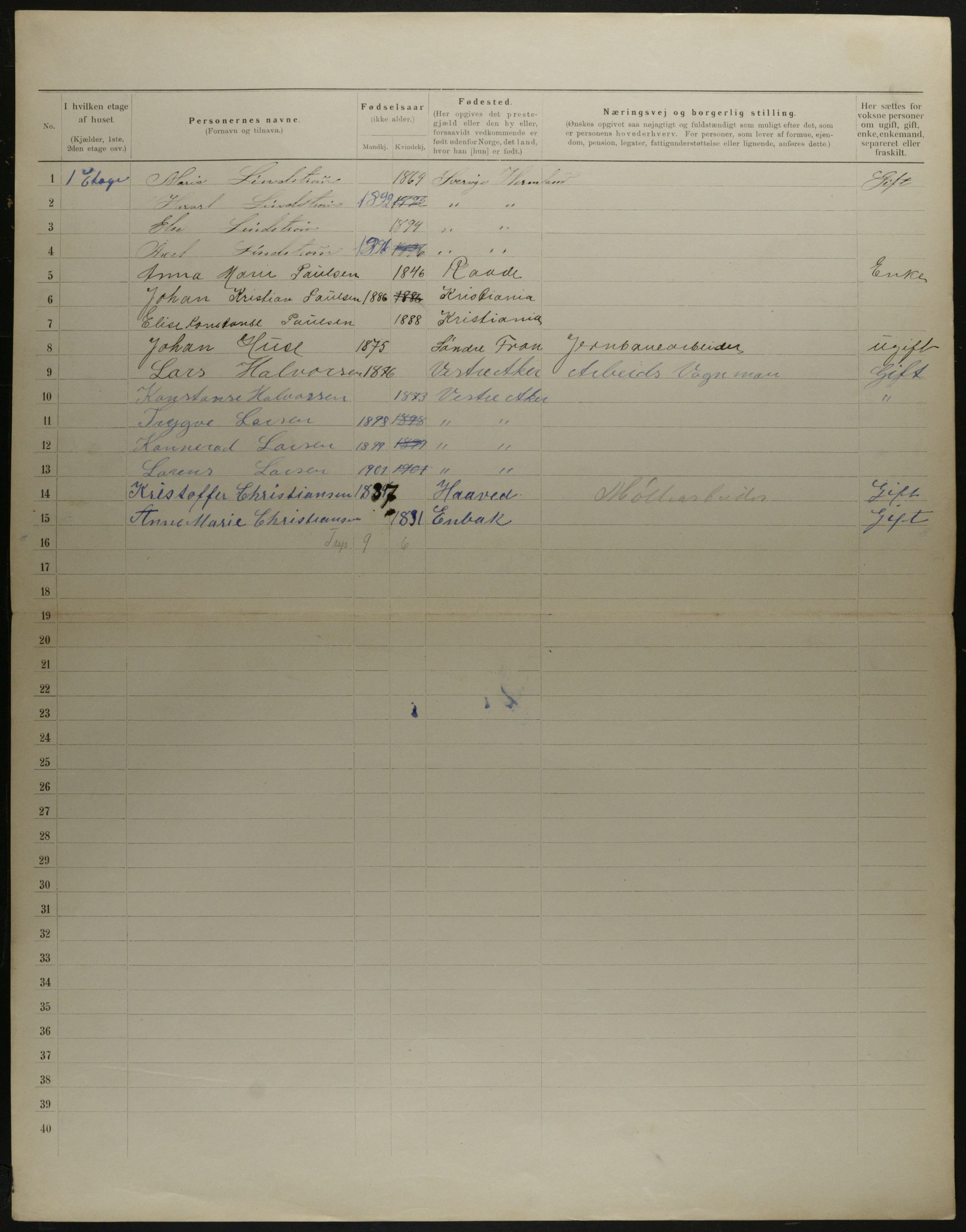 OBA, Municipal Census 1901 for Kristiania, 1901, p. 13466