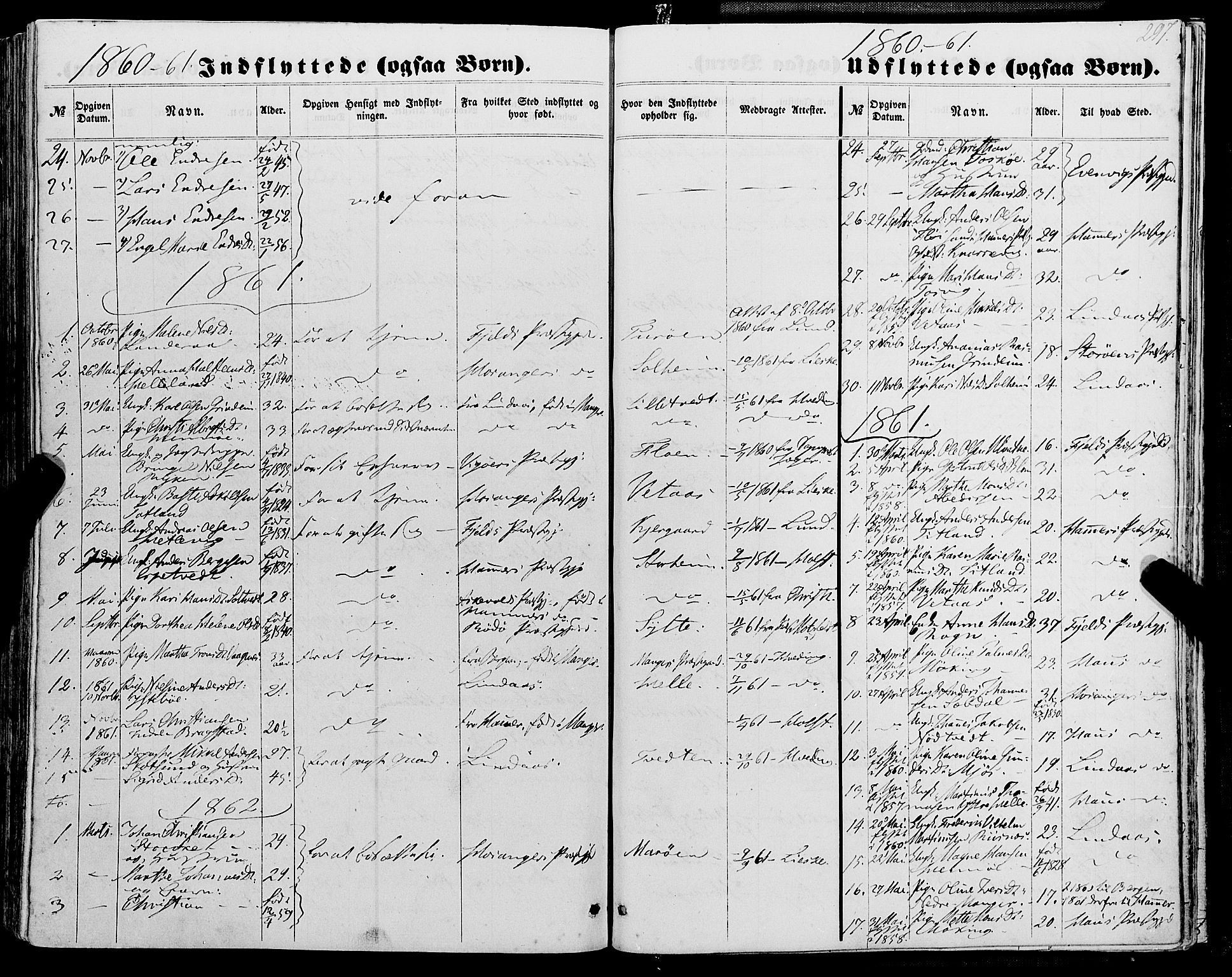 Manger sokneprestembete, SAB/A-76801/H/Haa: Parish register (official) no. A 7, 1860-1870, p. 297