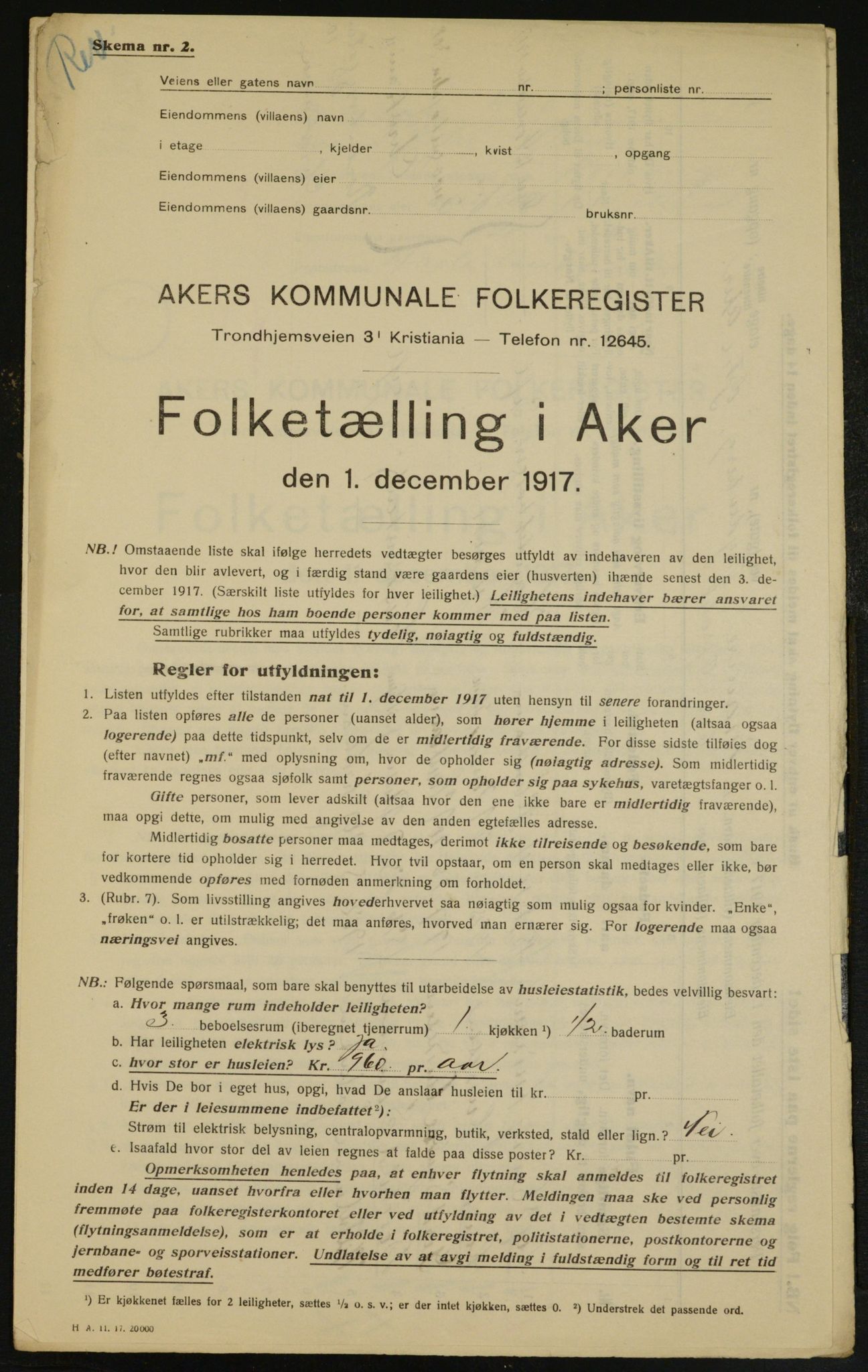 OBA, Municipal Census 1917 for Aker, 1917, p. 29519