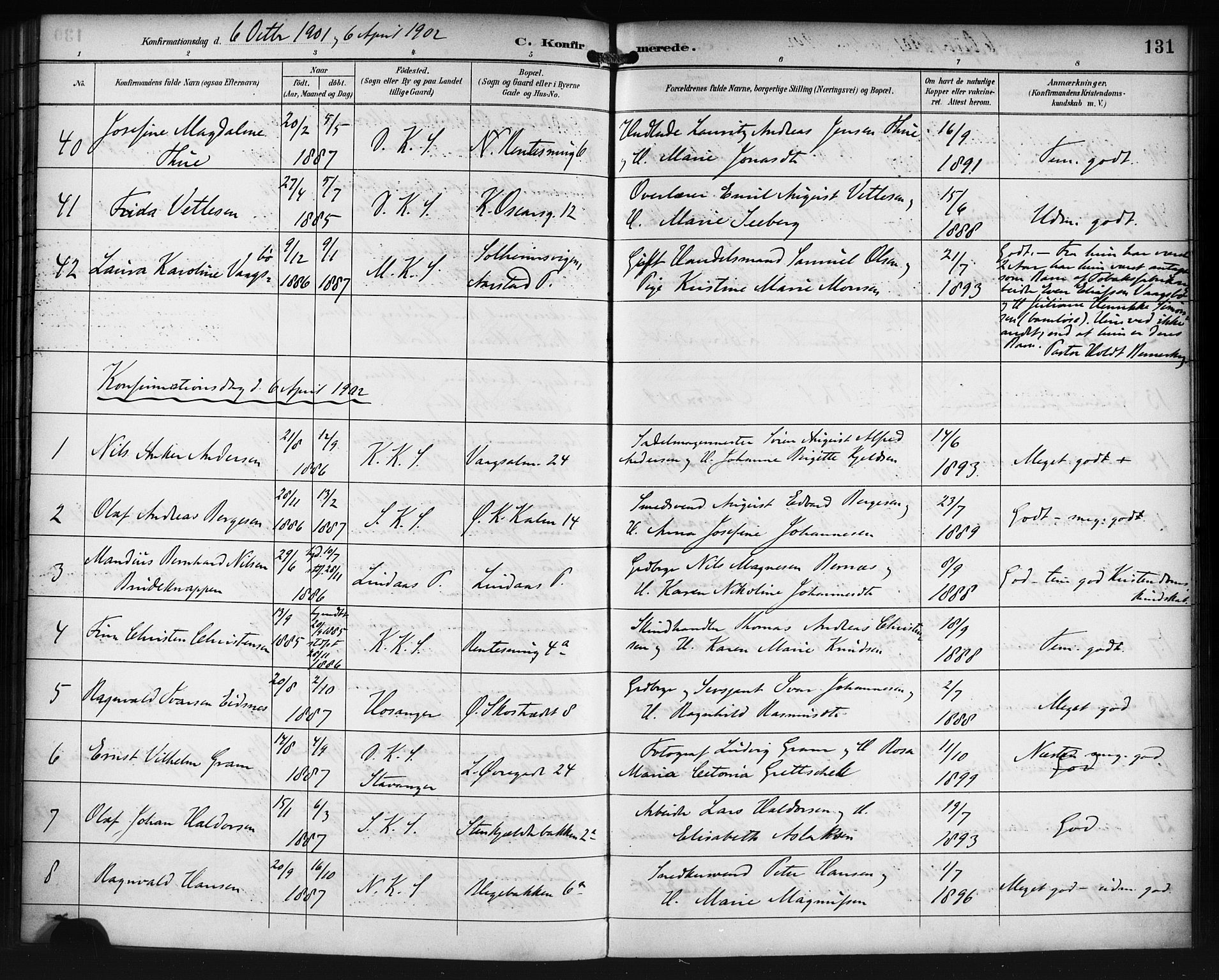 Korskirken sokneprestembete, SAB/A-76101/H/Haa/L0030: Parish register (official) no. C 6, 1893-1906, p. 131