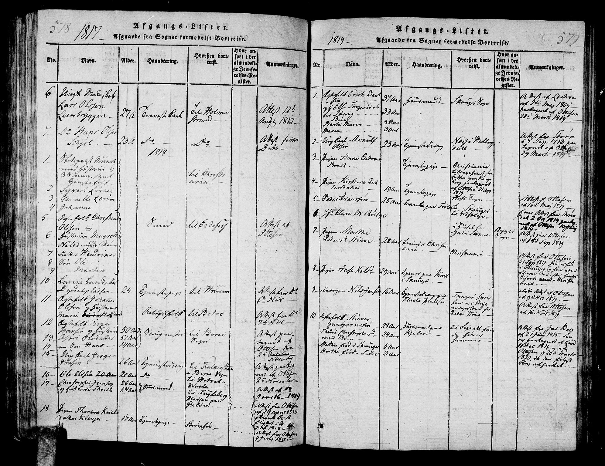 Sande Kirkebøker, SAKO/A-53/G/Ga/L0001: Parish register (copy) no. 1, 1814-1847, p. 578-579