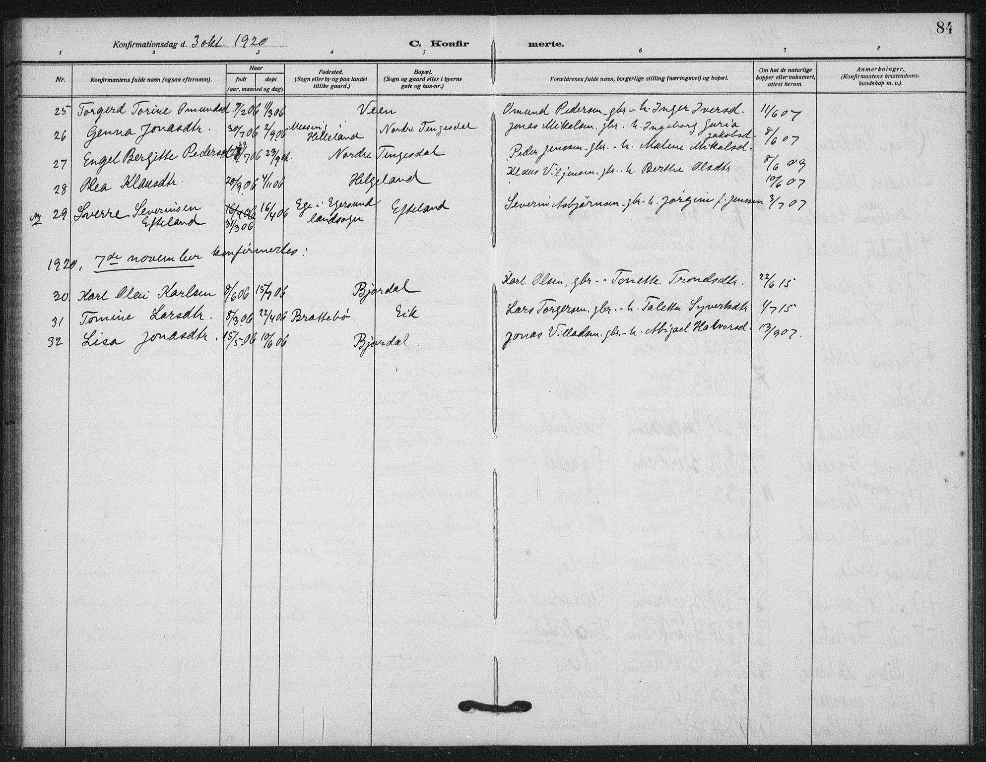 Helleland sokneprestkontor, AV/SAST-A-101810: Parish register (official) no. A 11, 1909-1922, p. 84