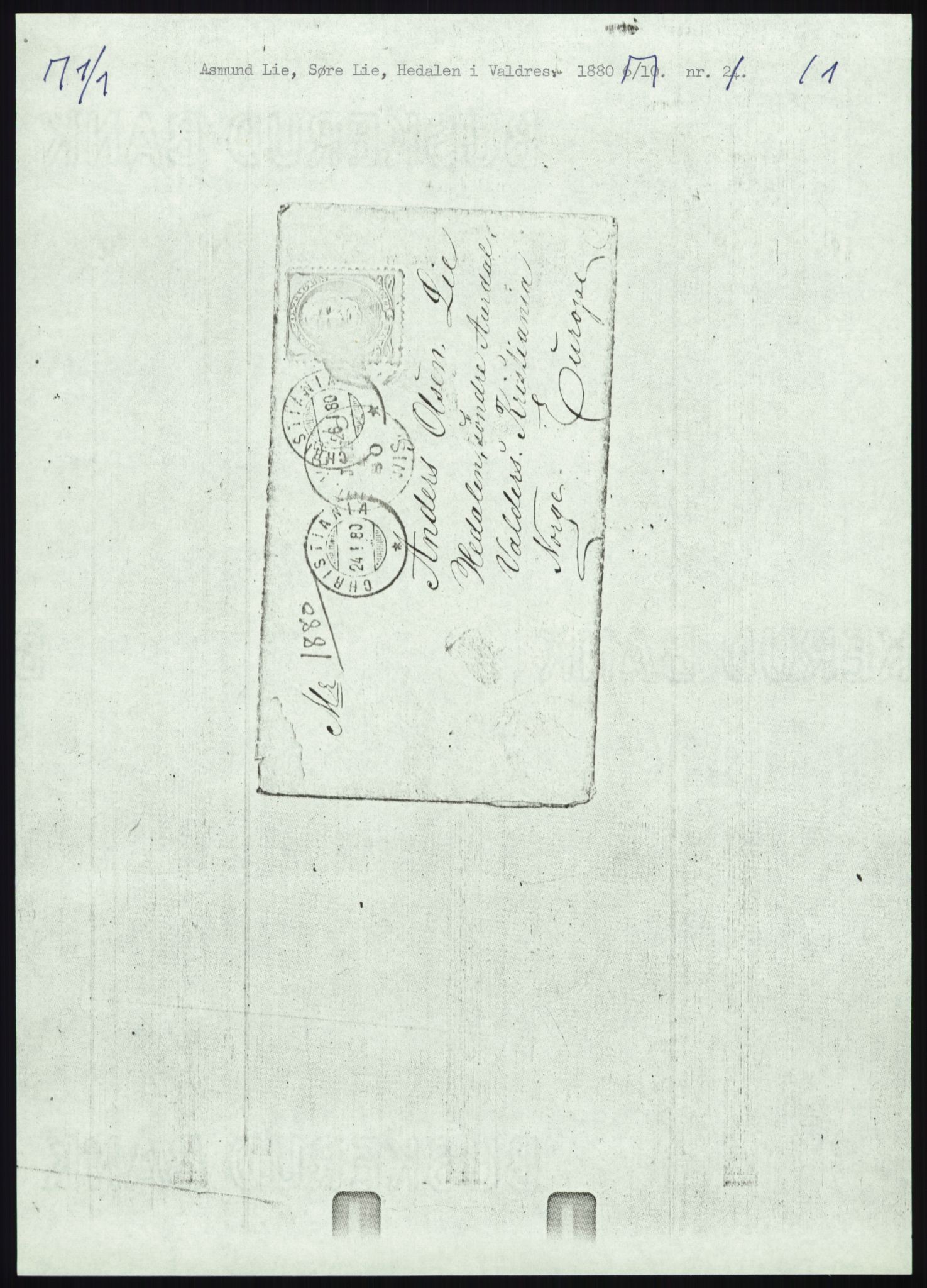 Samlinger til kildeutgivelse, Amerikabrevene, AV/RA-EA-4057/F/L0012: Innlån fra Oppland: Lie (brevnr 1-78), 1838-1914, p. 265