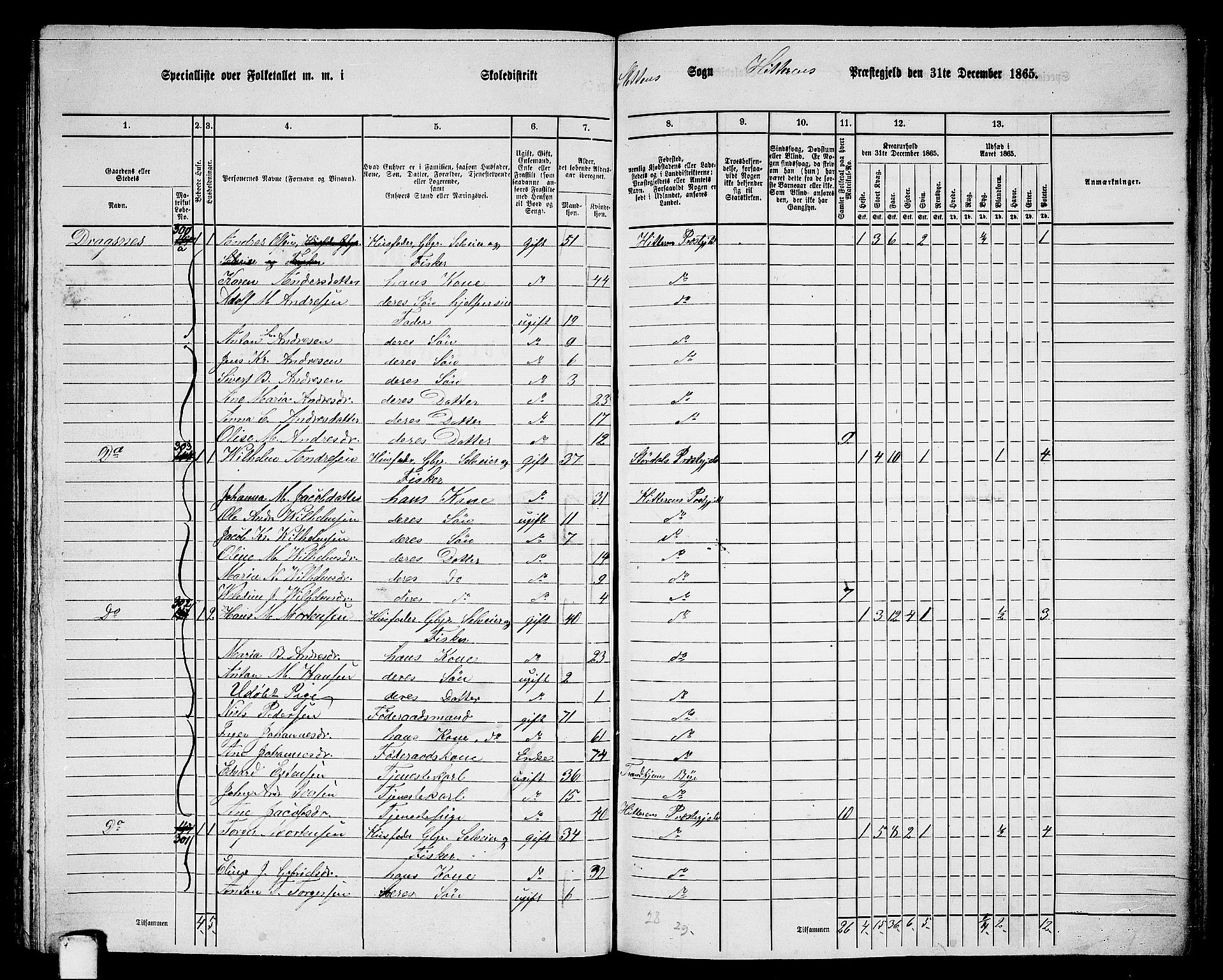 RA, 1865 census for Hitra, 1865, p. 217