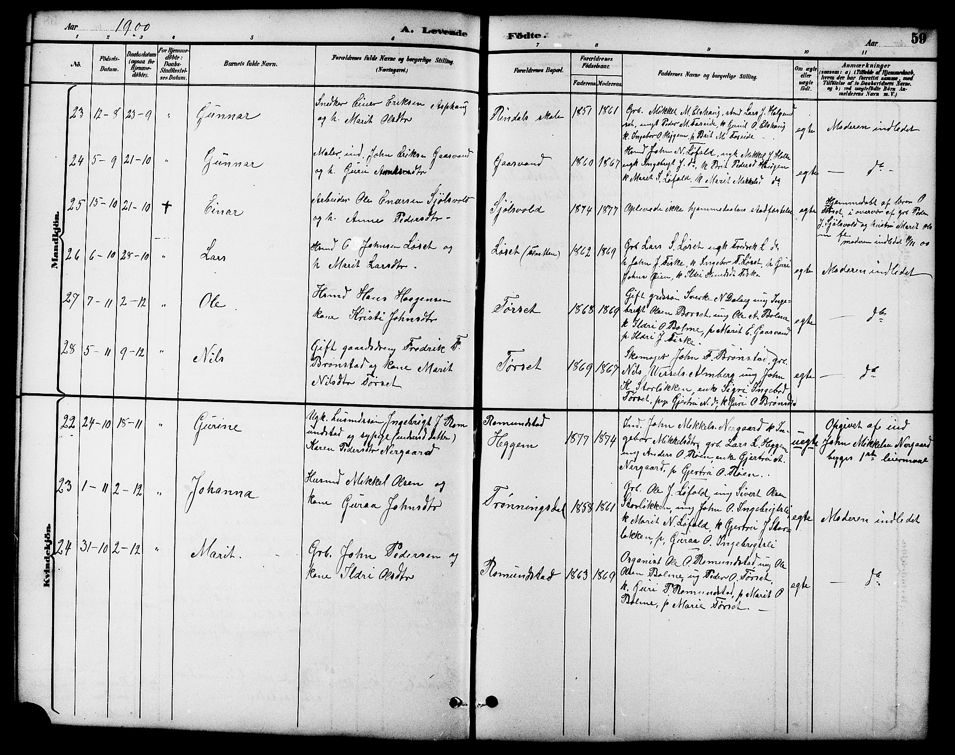 Ministerialprotokoller, klokkerbøker og fødselsregistre - Møre og Romsdal, AV/SAT-A-1454/598/L1078: Parish register (copy) no. 598C03, 1892-1909, p. 59